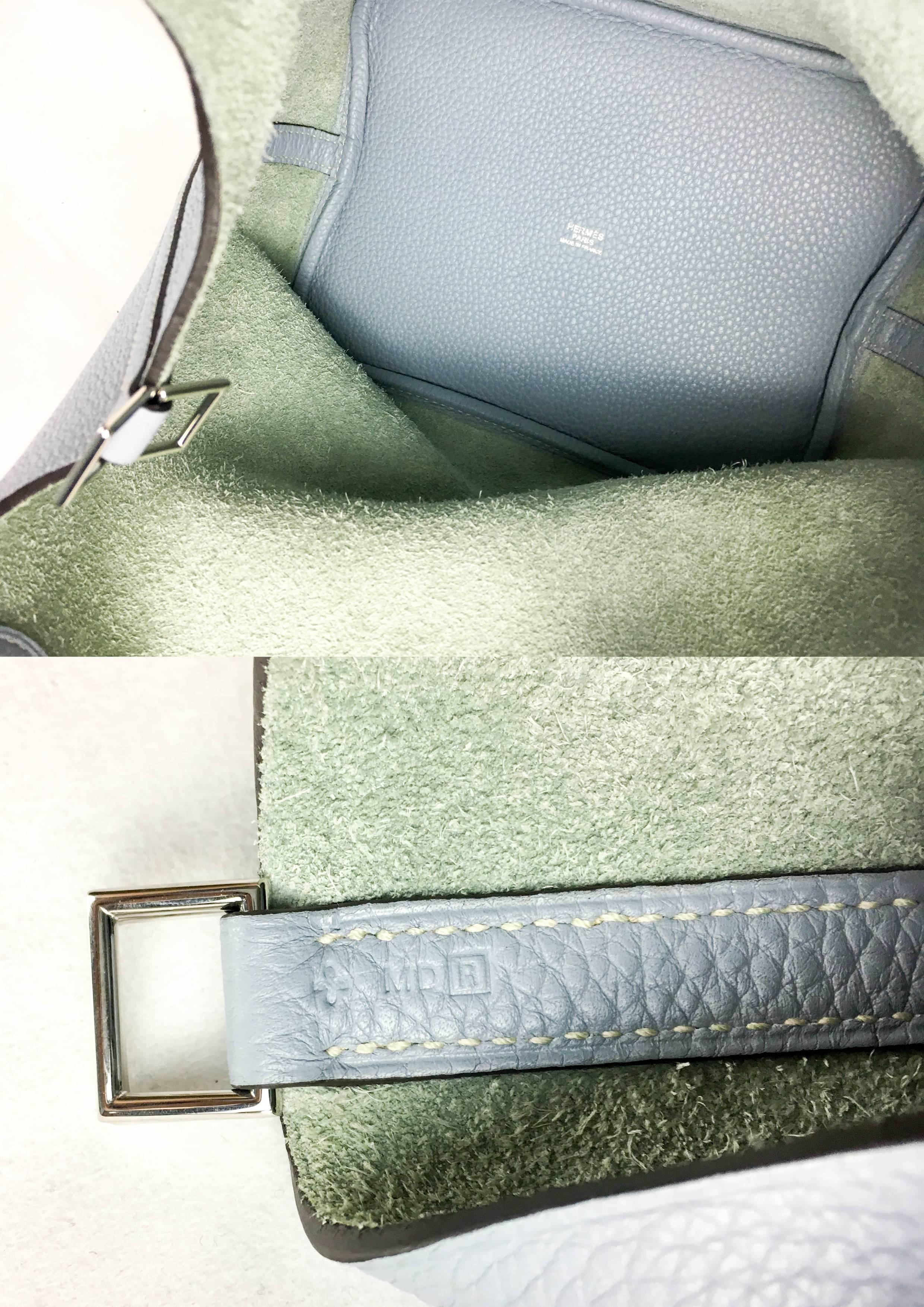 2014 Hermes Picotin 22 Handbag in Pale Blue Clemence Leather For Sale 2