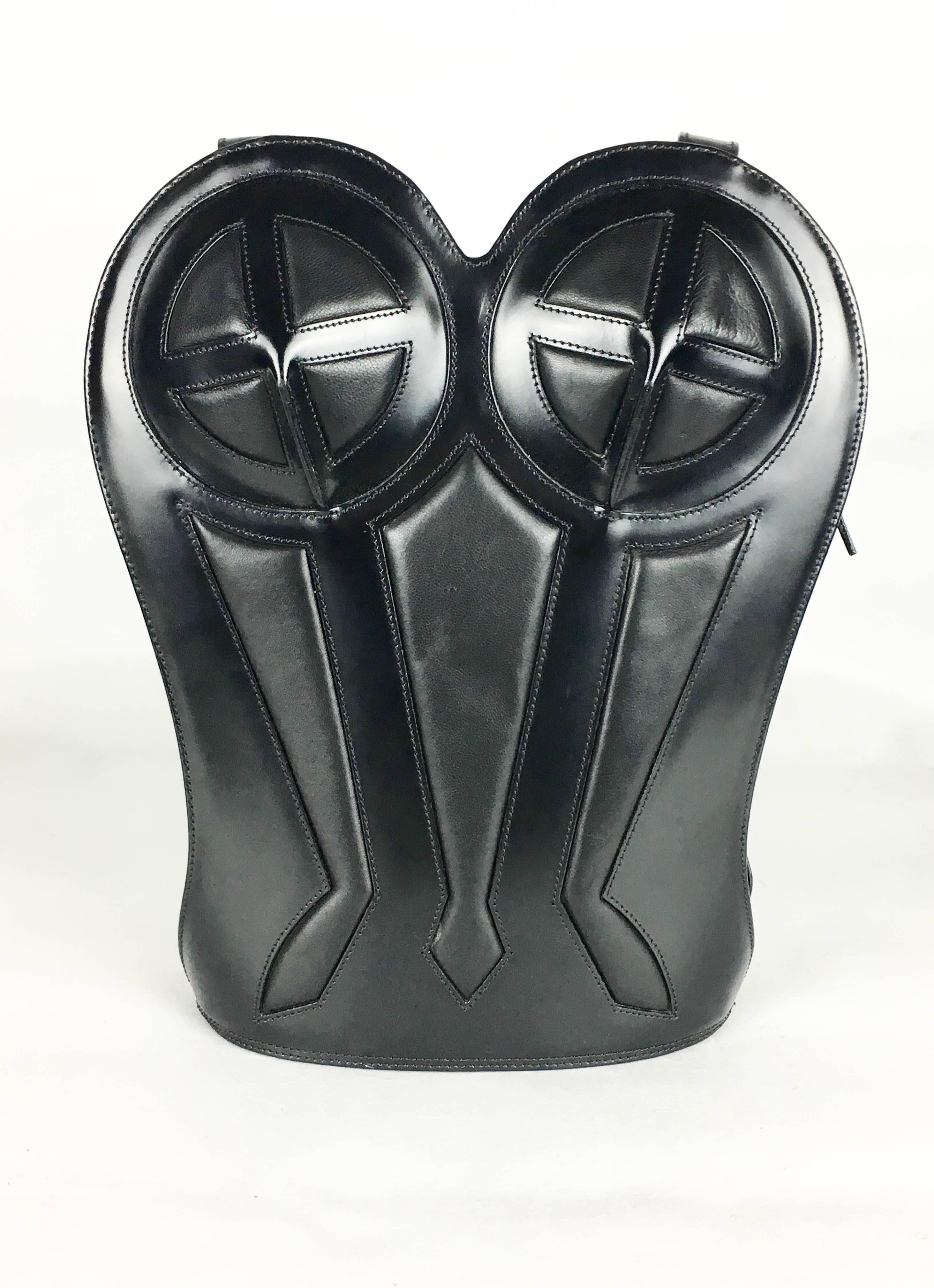 1998 Jean Paul Gaultier Black Leather Bustier Backpack In Excellent Condition For Sale In London, Chelsea