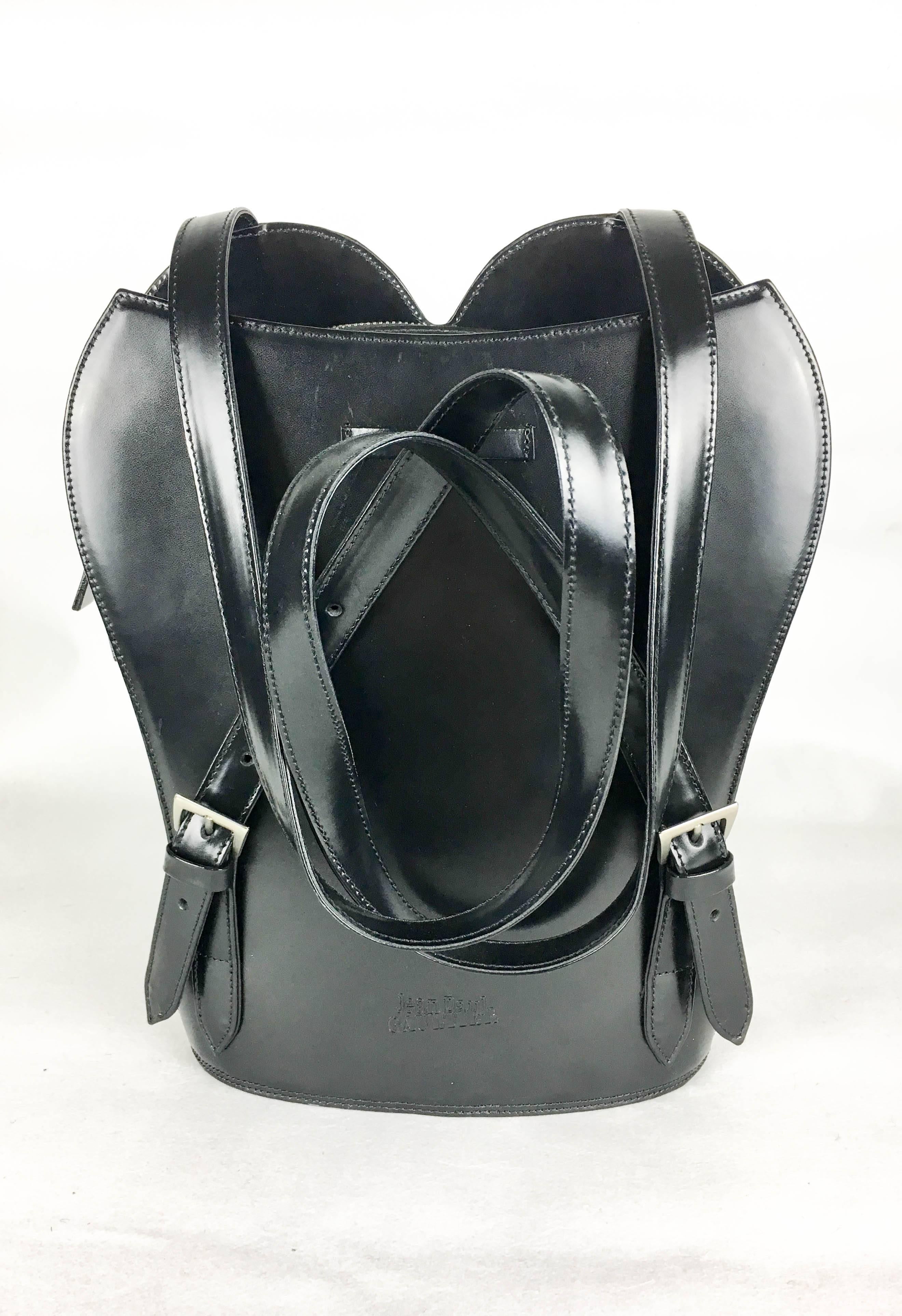 1998 Jean Paul Gaultier Black Leather Bustier Backpack For Sale 3