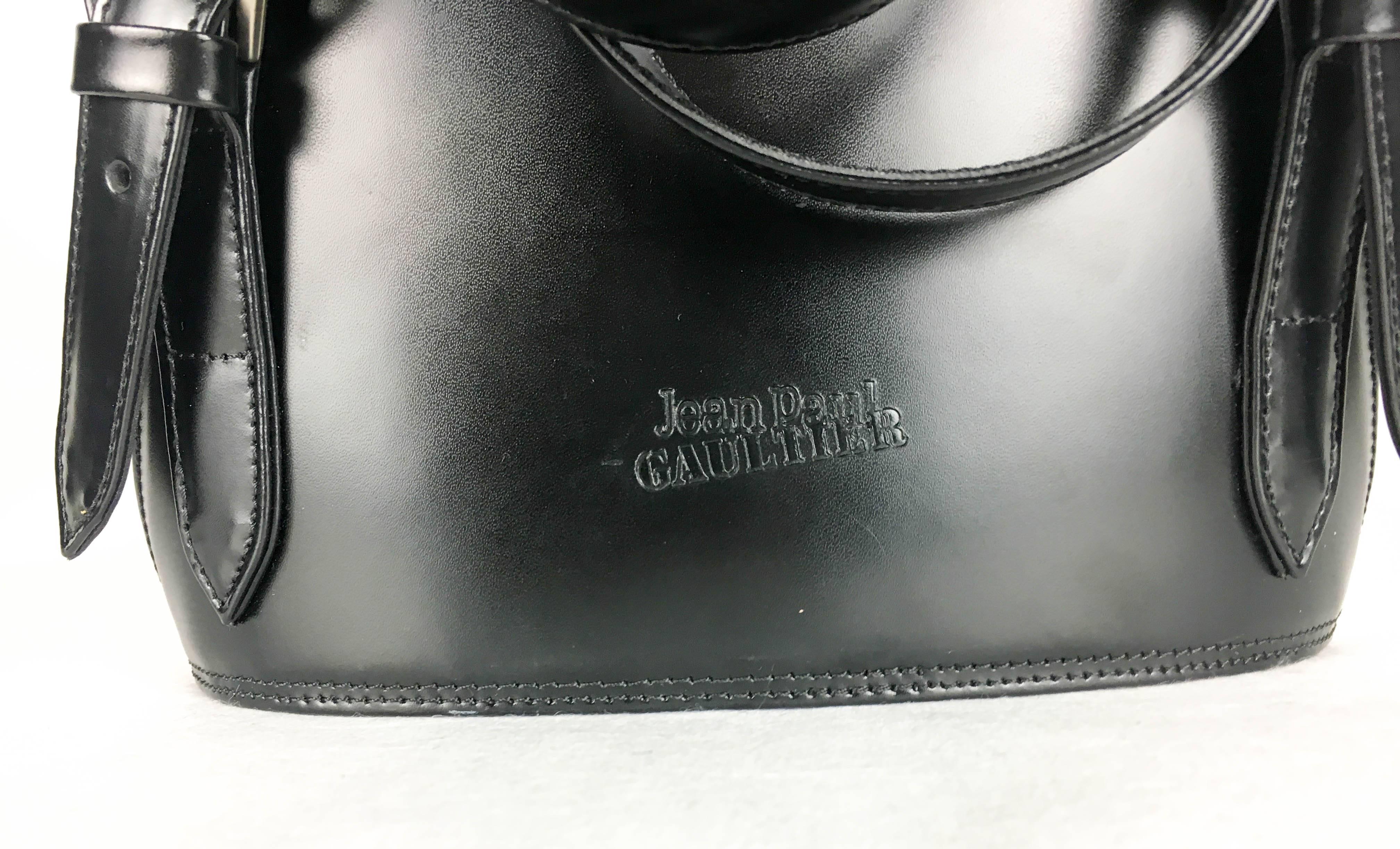 1998 Jean Paul Gaultier Black Leather Bustier Backpack For Sale 4