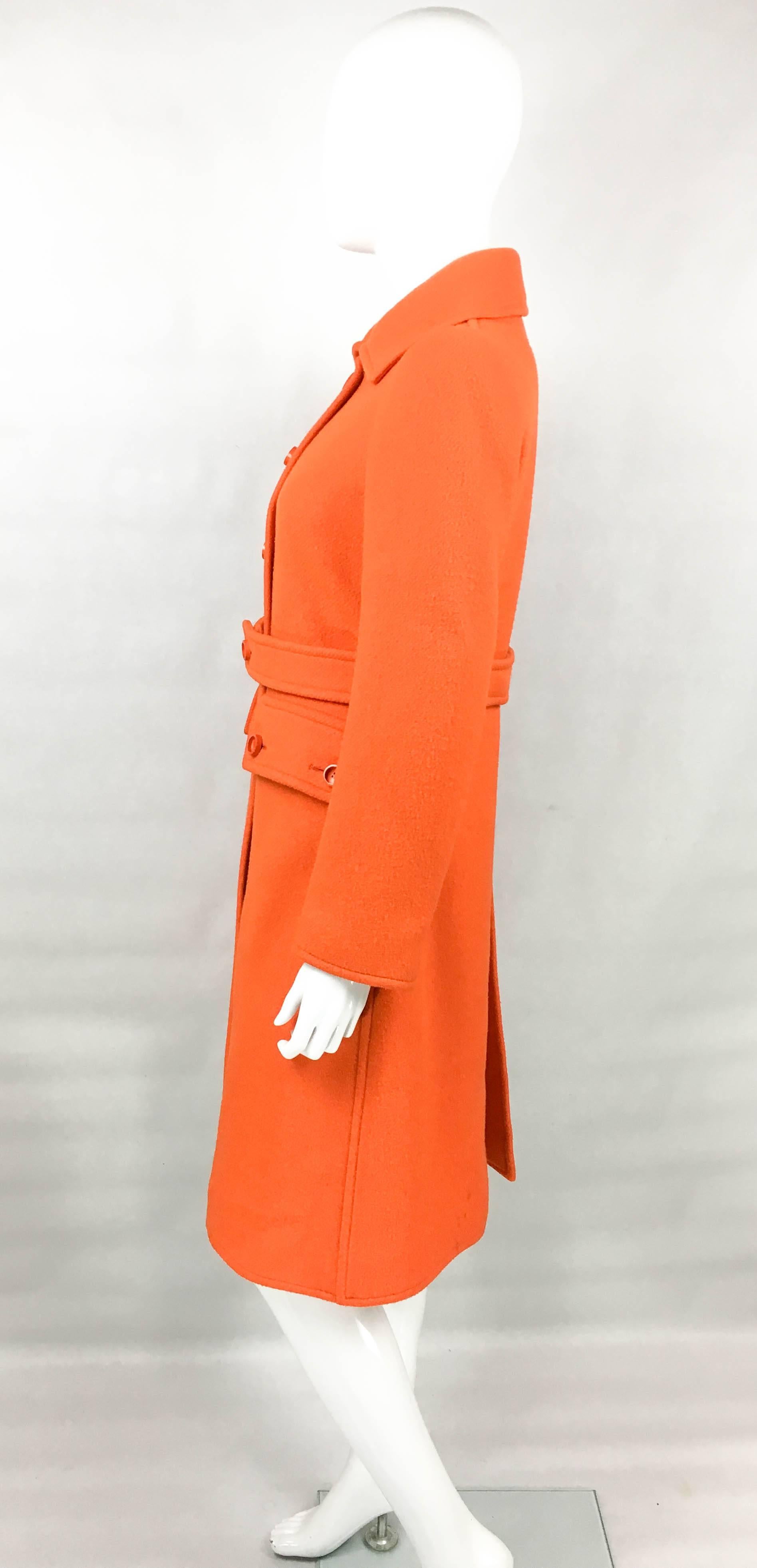 1970 Courreges Orange Wool Coat 3