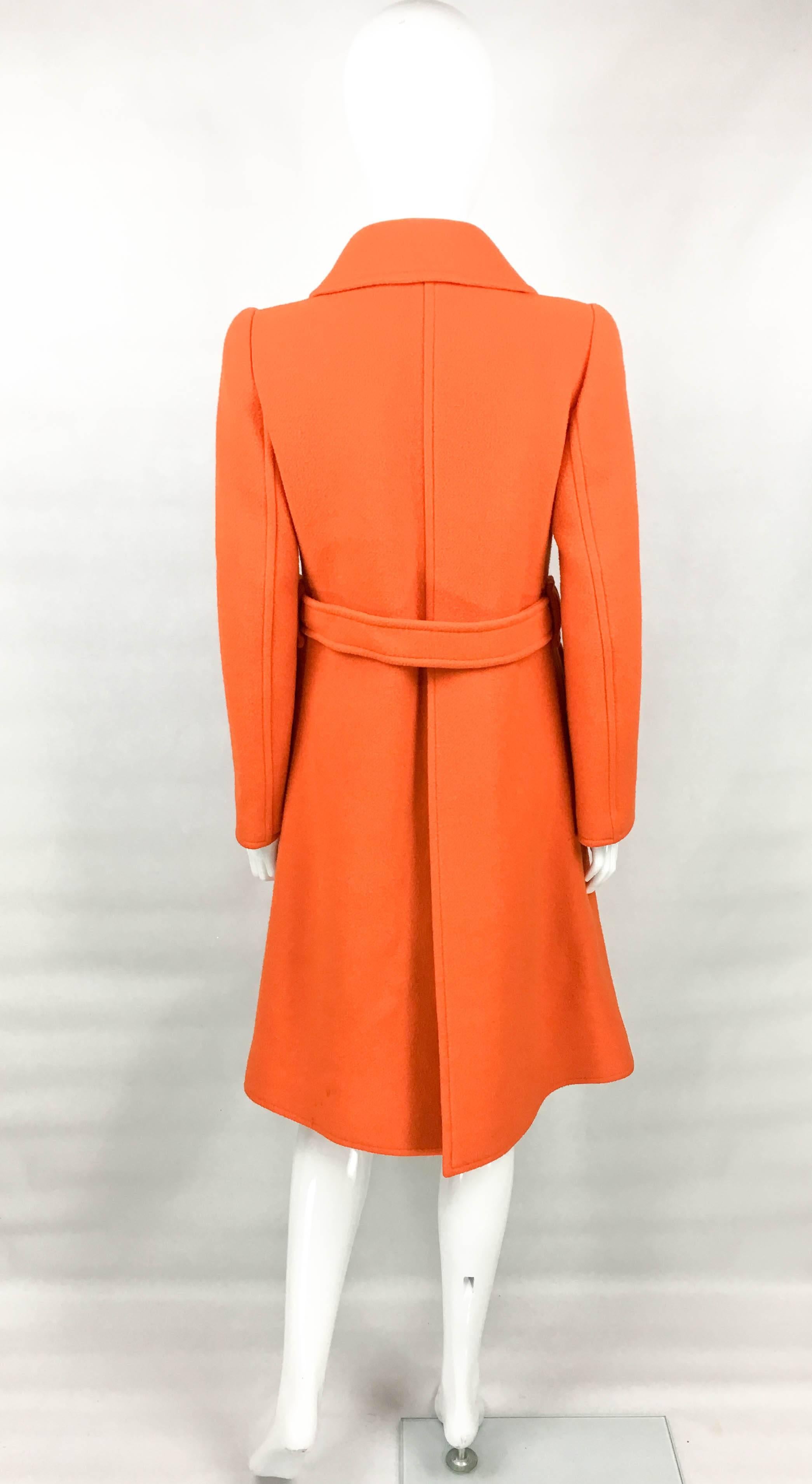 1970 Courreges Orange Wool Coat 4