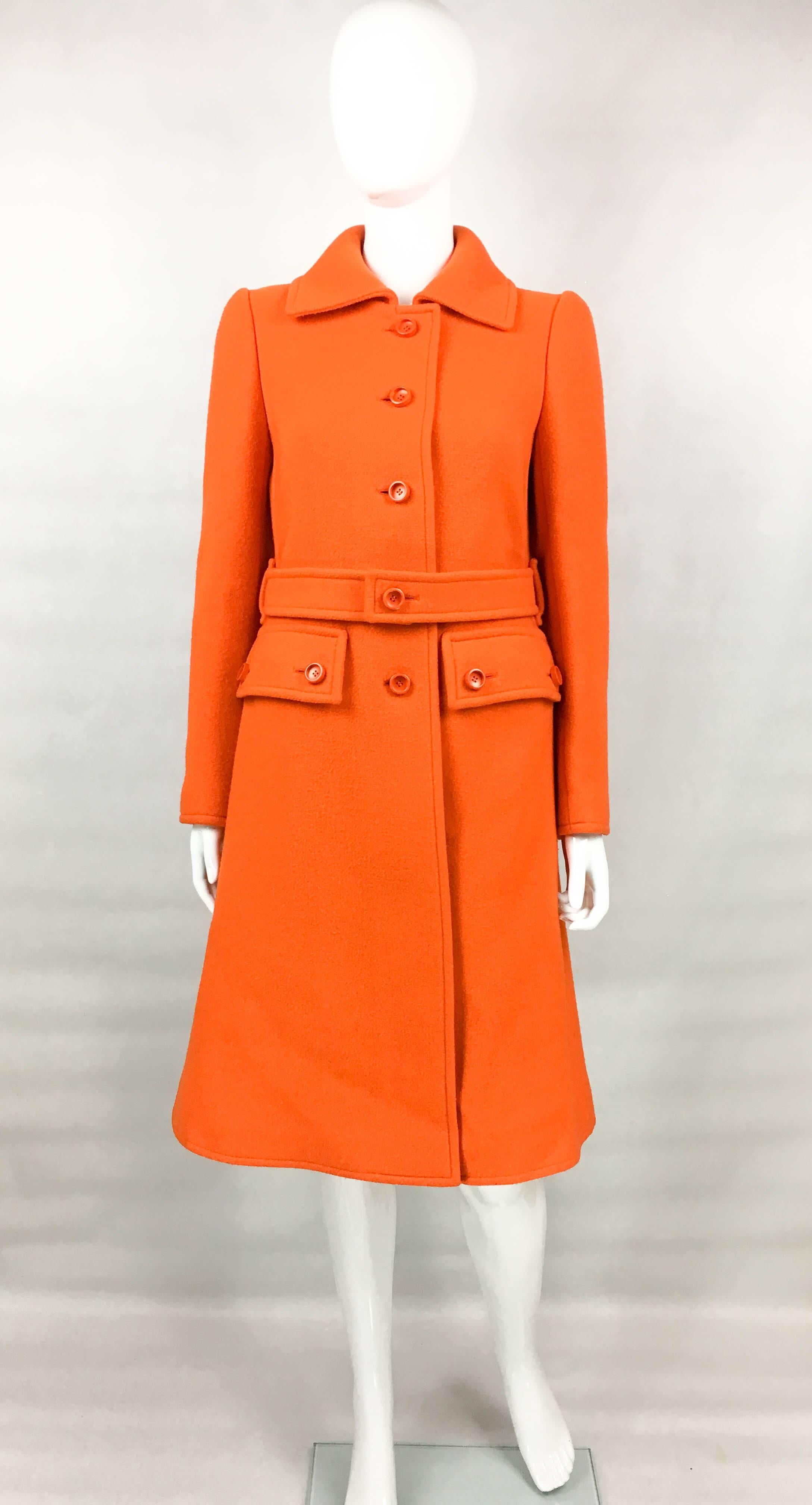 1970 Courreges Orange Wool Coat In Excellent Condition In London, Chelsea