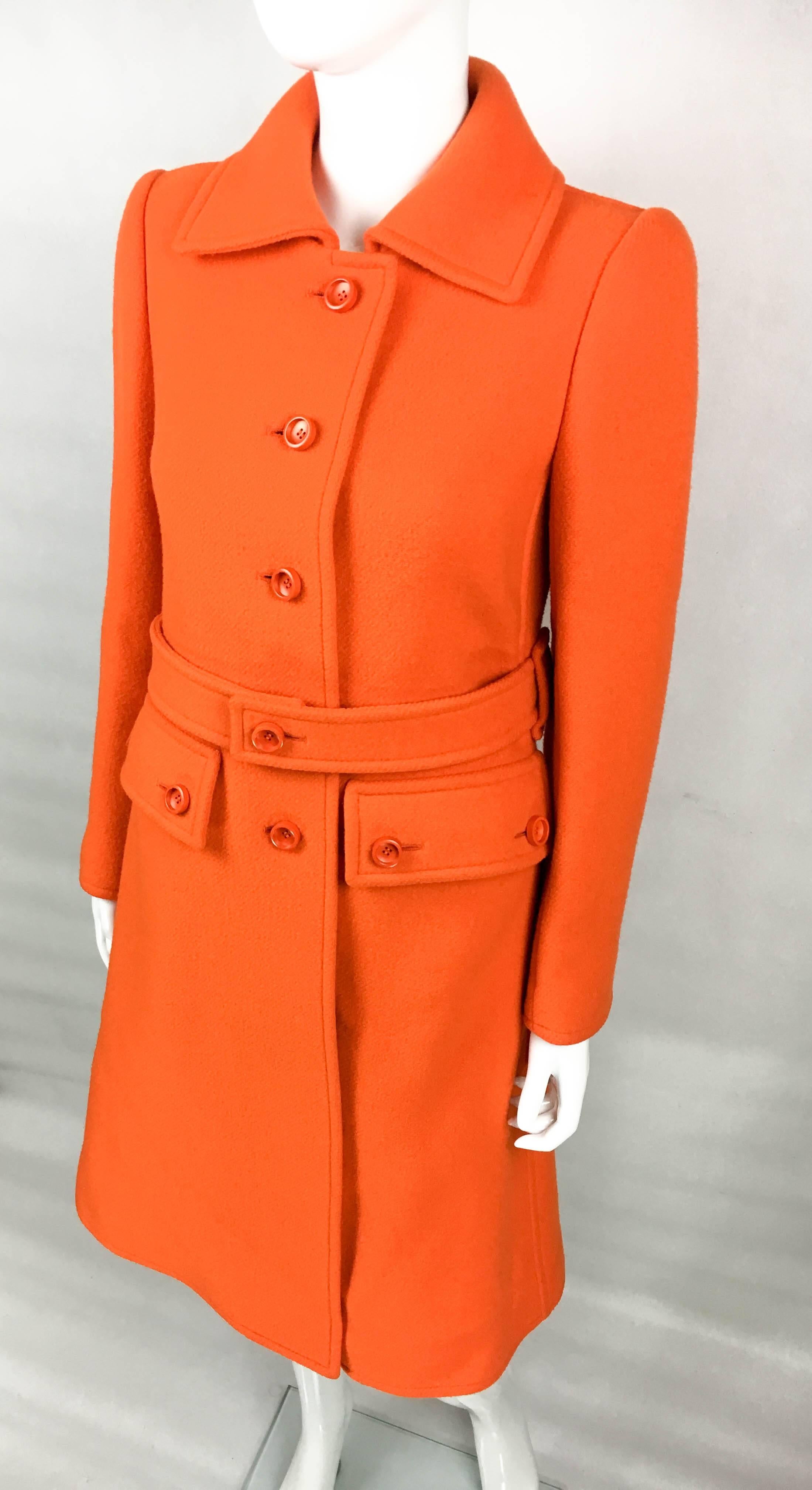1970 Courreges Orange Wool Coat 2
