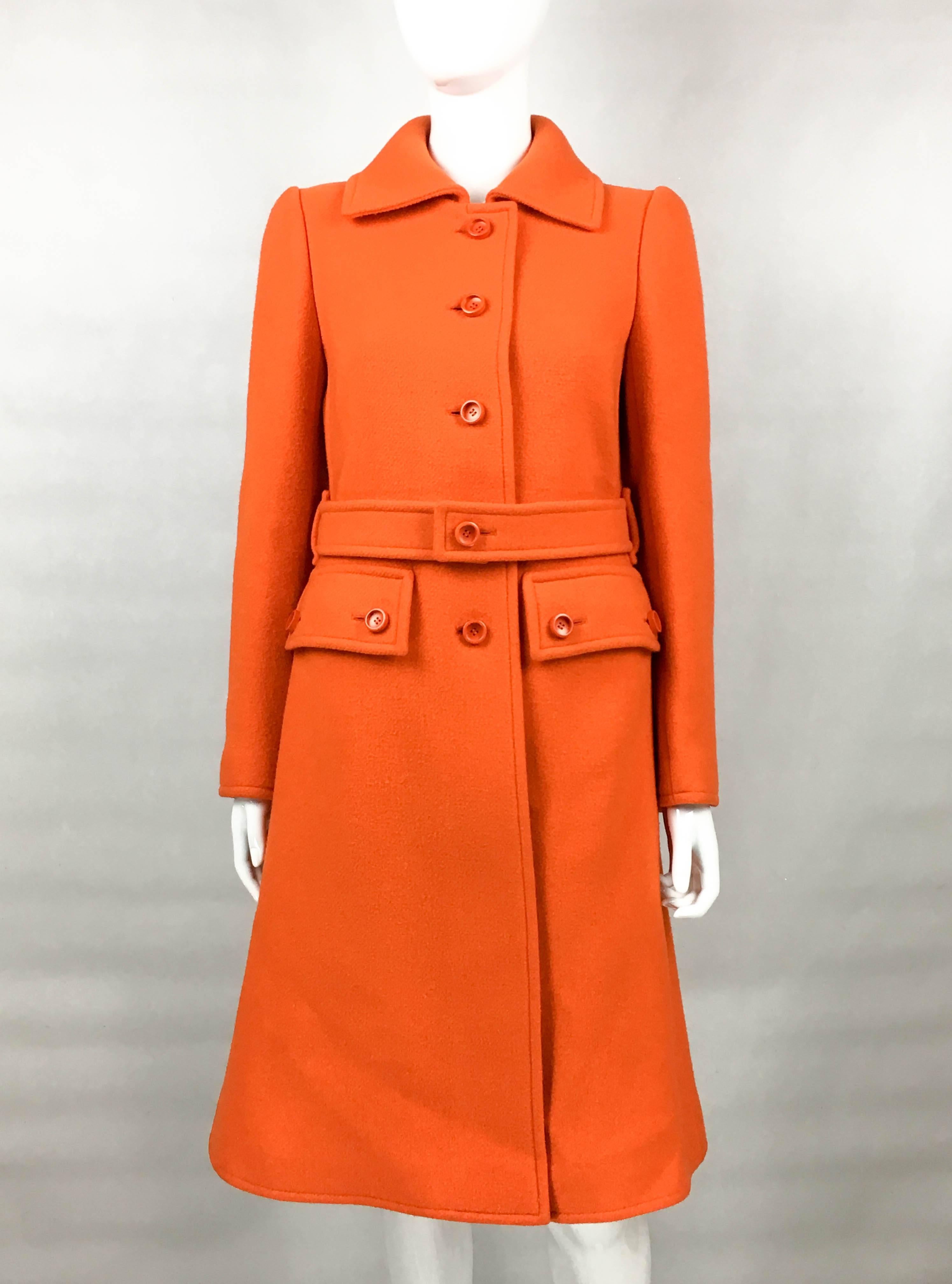 Women's 1970 Courreges Orange Wool Coat
