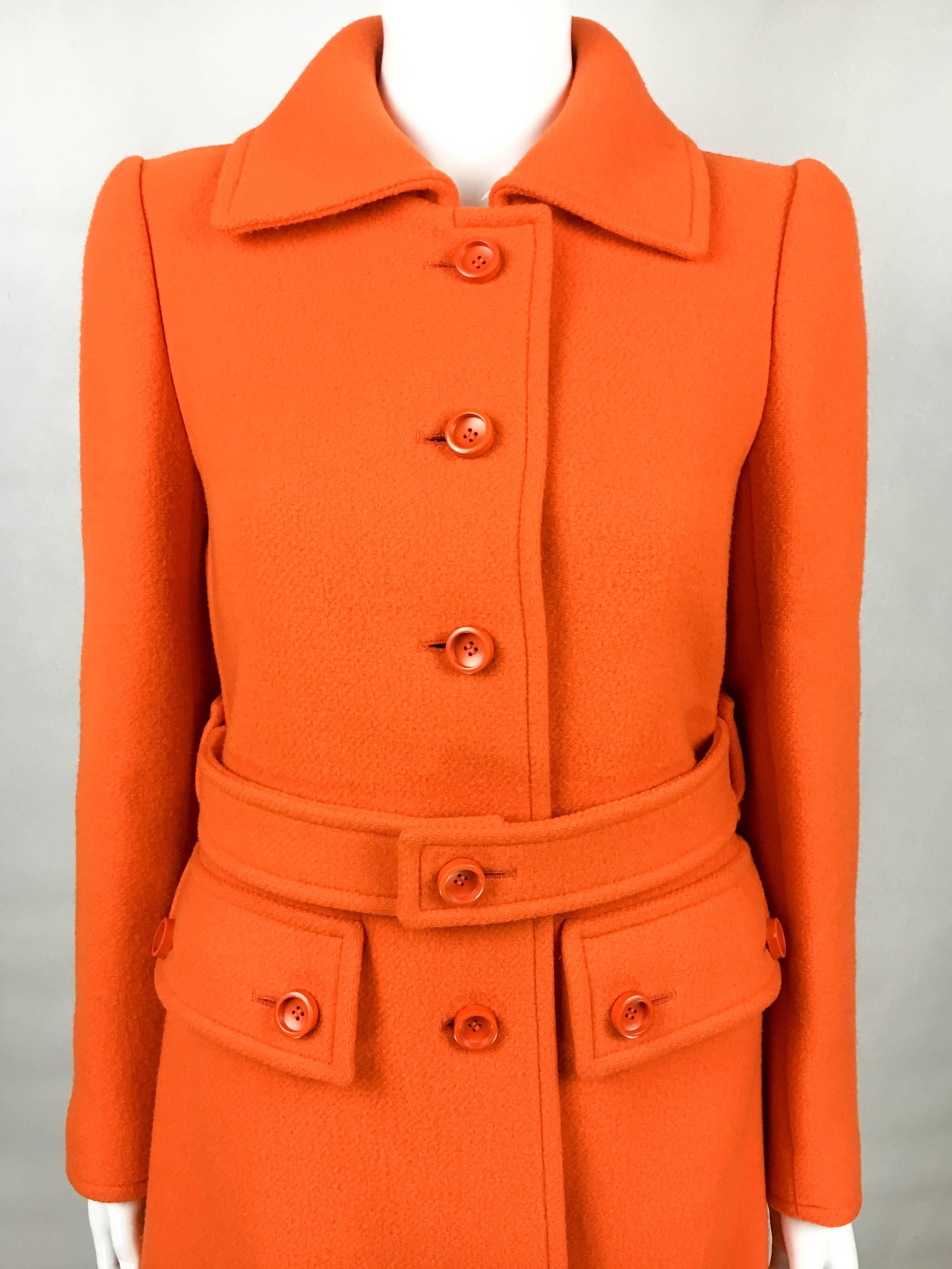 1970 Courreges Orange Wool Coat 1