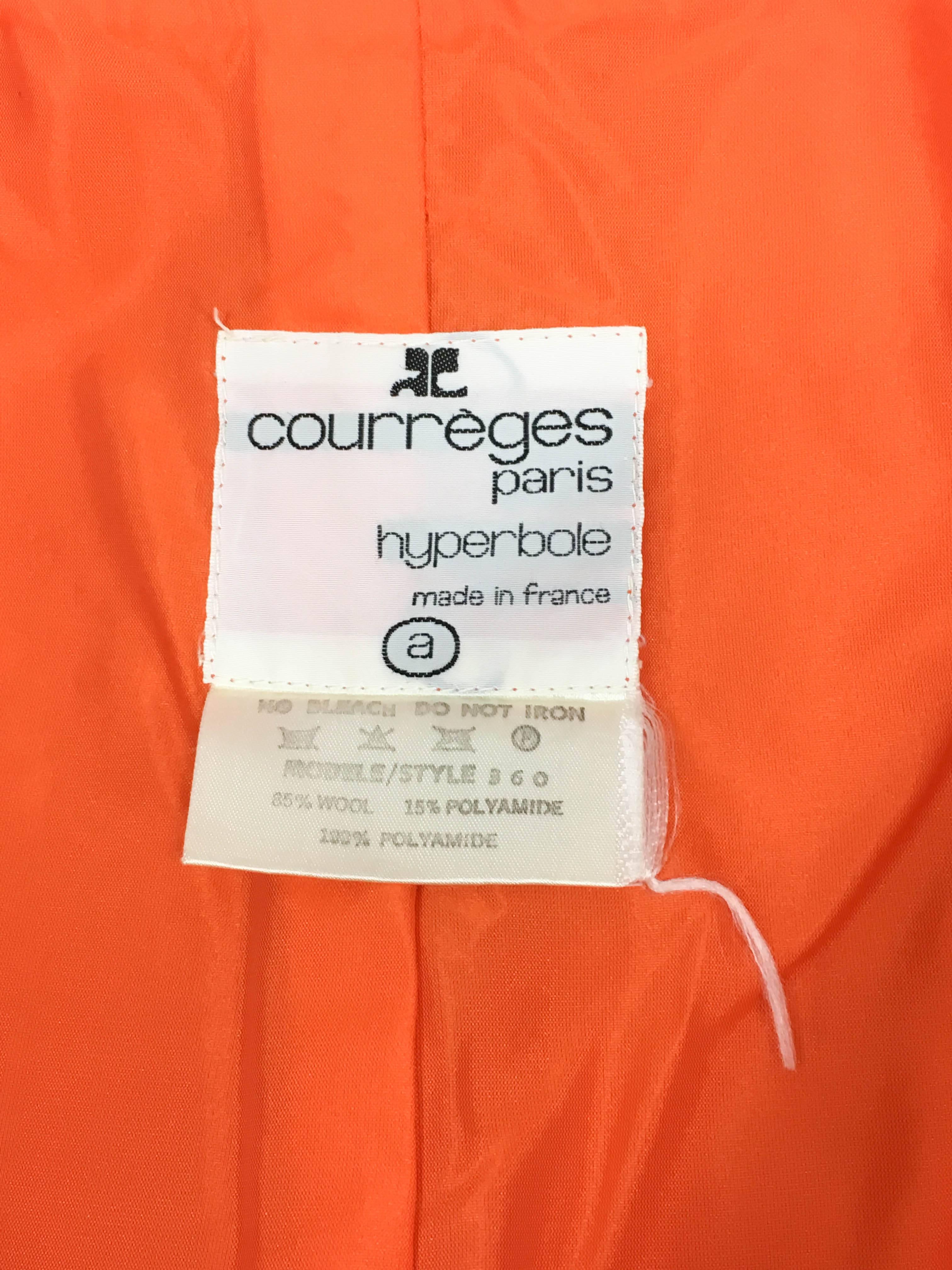 1970 Courreges Orange Wool Coat 5