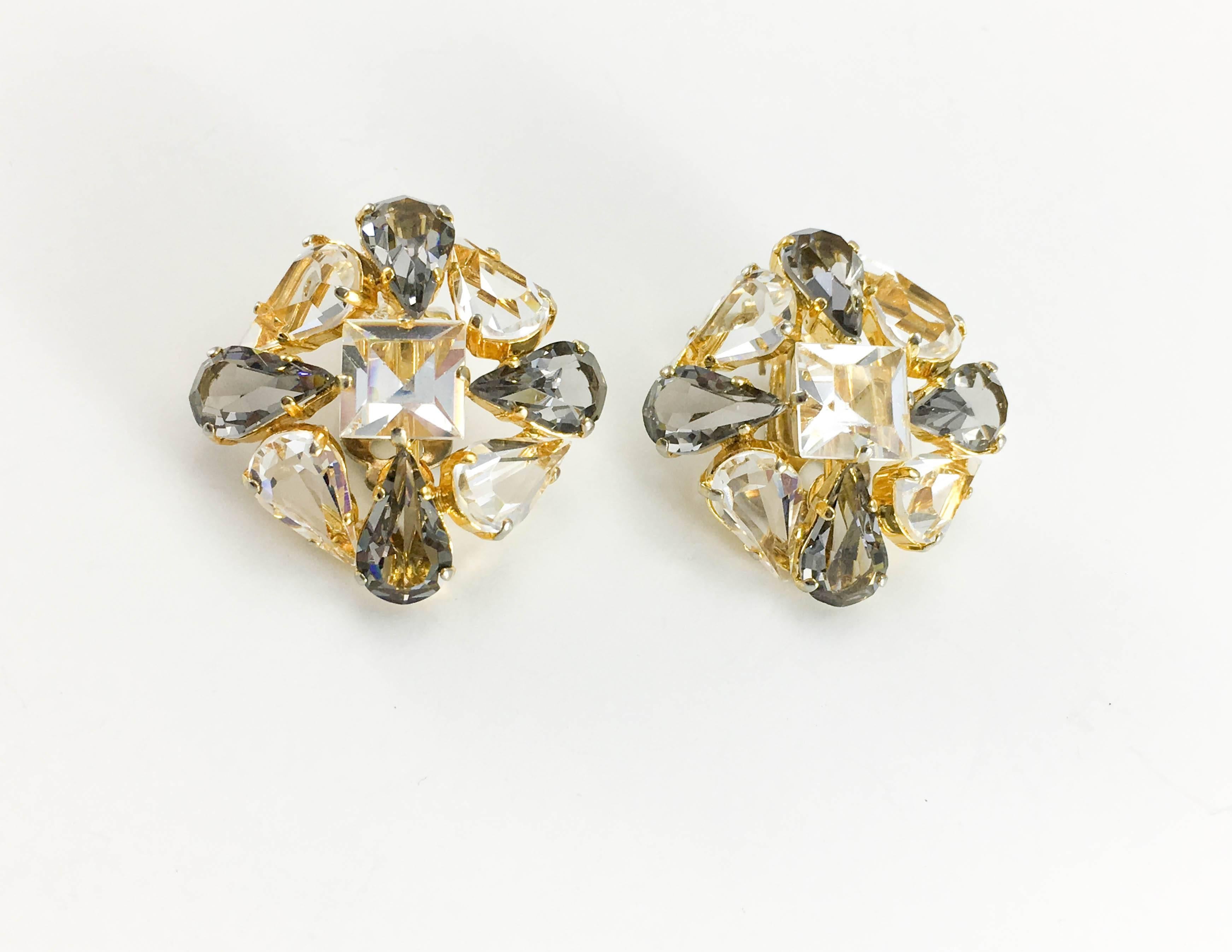Dior Crystal Adorned Earrings, 1962  In Excellent Condition In London, Chelsea