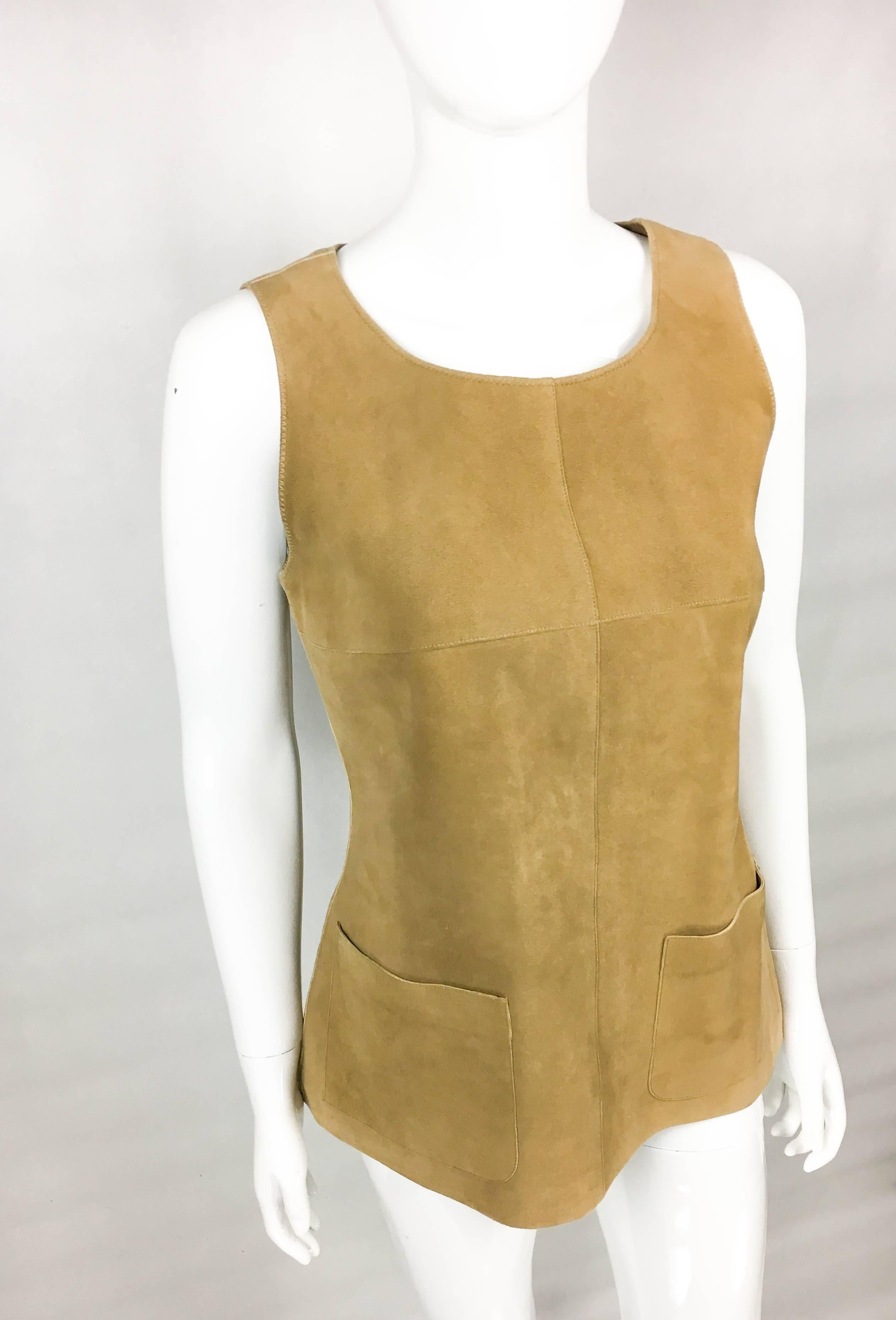 Women's Chanel Tan Suede Gilet, 1999  For Sale