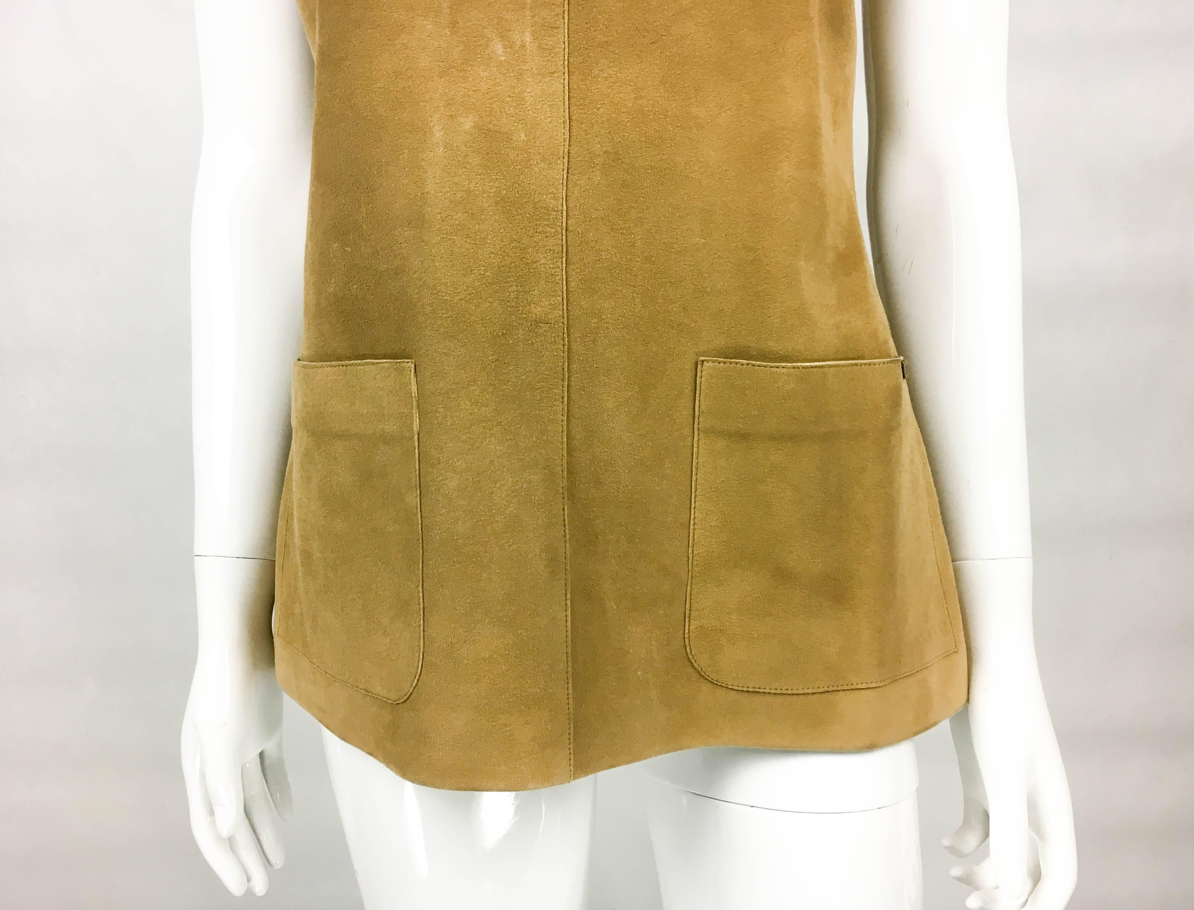 Brown Chanel Tan Suede Gilet, 1999  For Sale