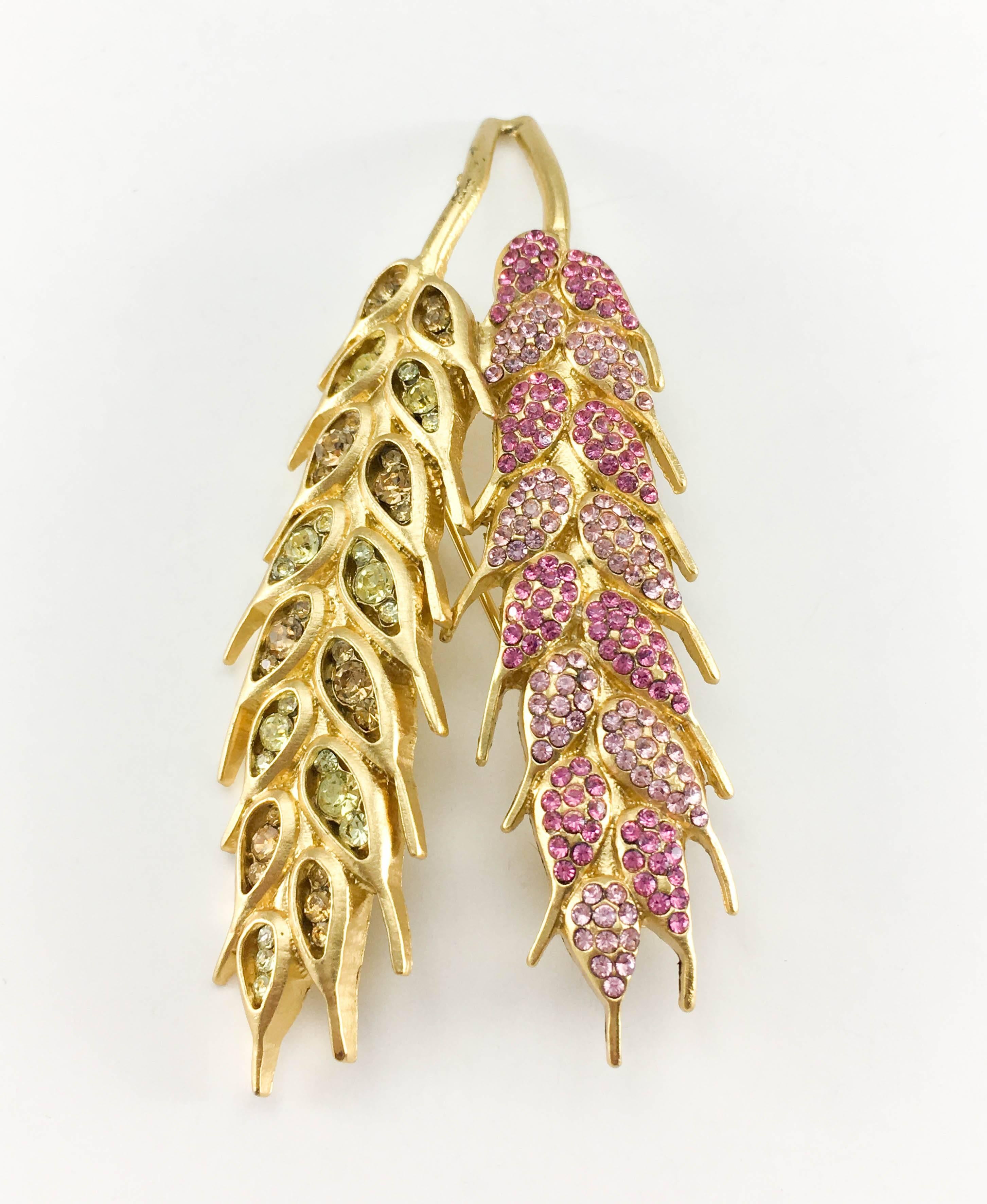  Chanel Pink And Yellow Gold-Plated Wheat Sheaf Brooch, 2003 In Excellent Condition In London, Chelsea