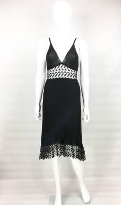 Chanel Black Ribbed Dress With Lace Panels, 2006