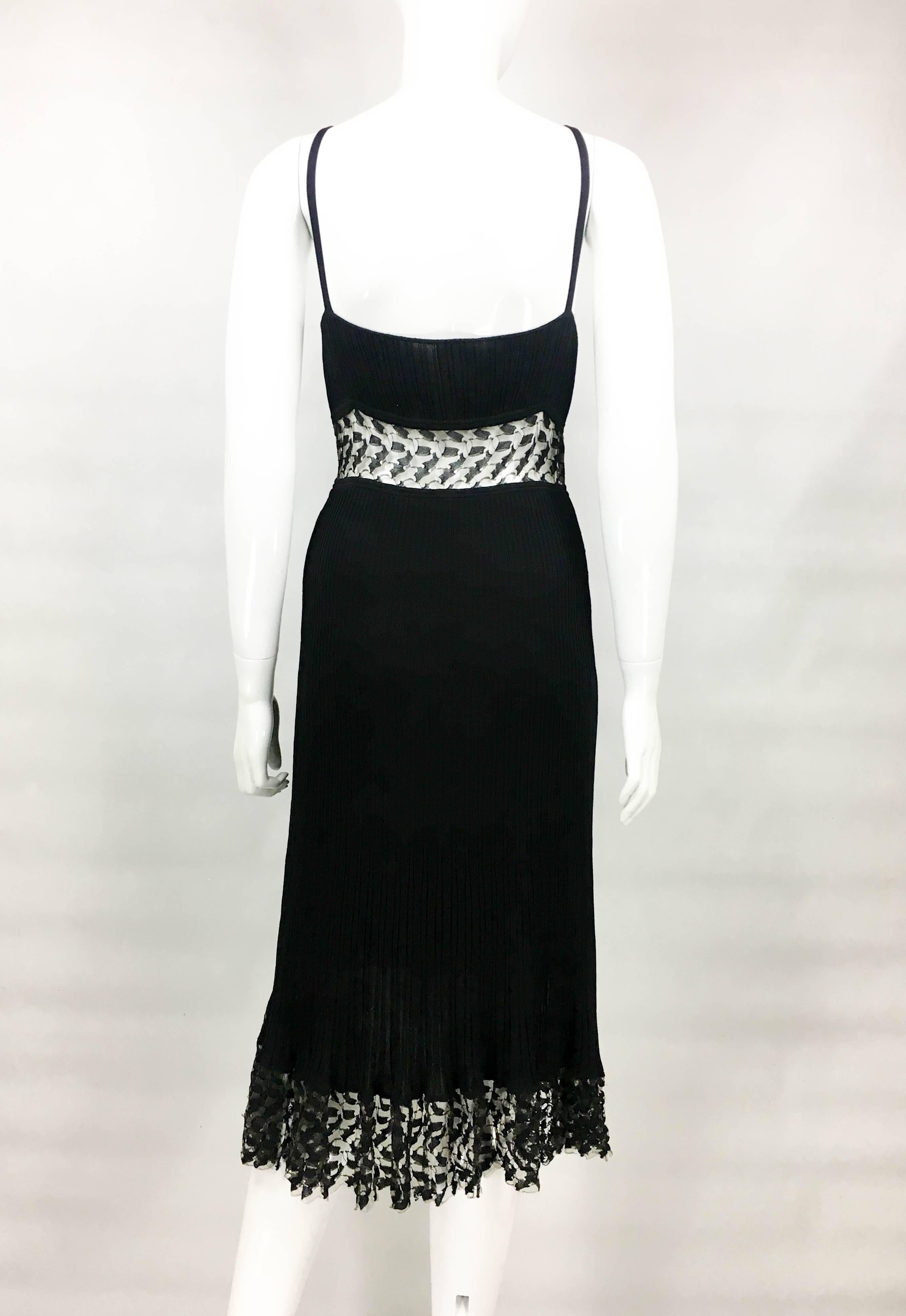 Chanel Black Ribbed Dress With Lace Panels, 2006  For Sale 3