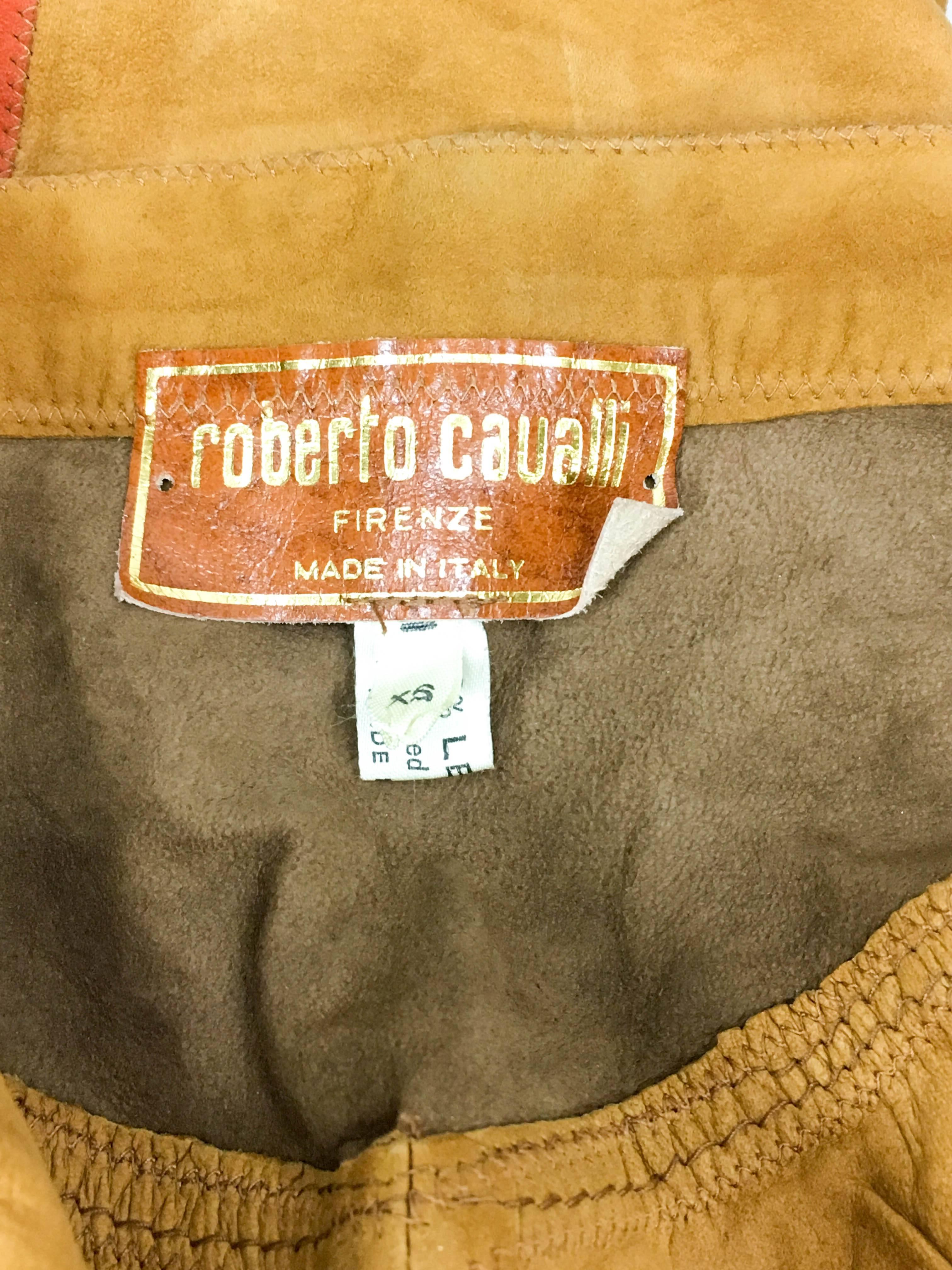 Roberto Cavalli Tan Suede Cropped Pants, 1980s  For Sale 4
