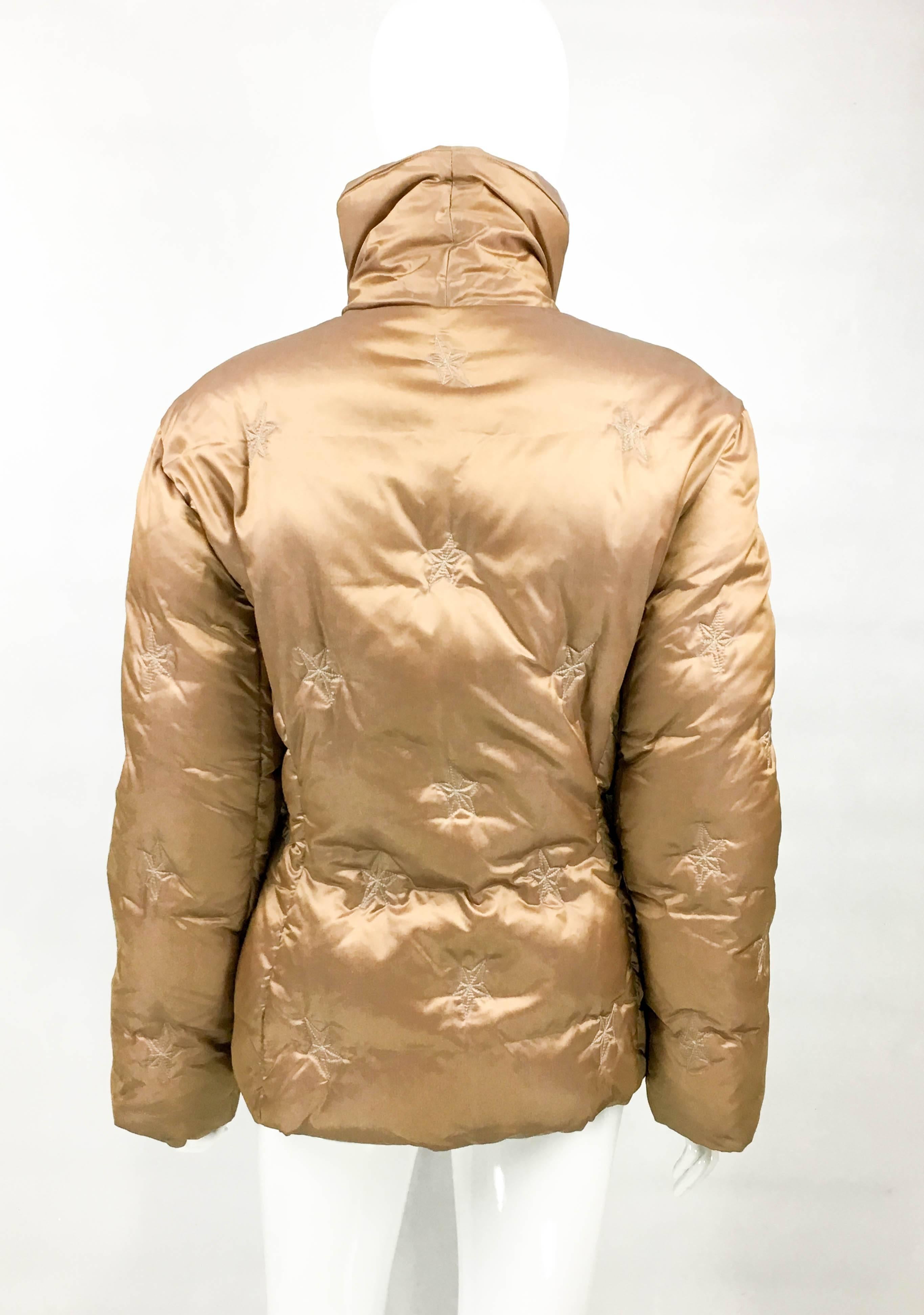 Women's Mugler Bronze Puffer Jacket With Star Motif, 1990s  For Sale
