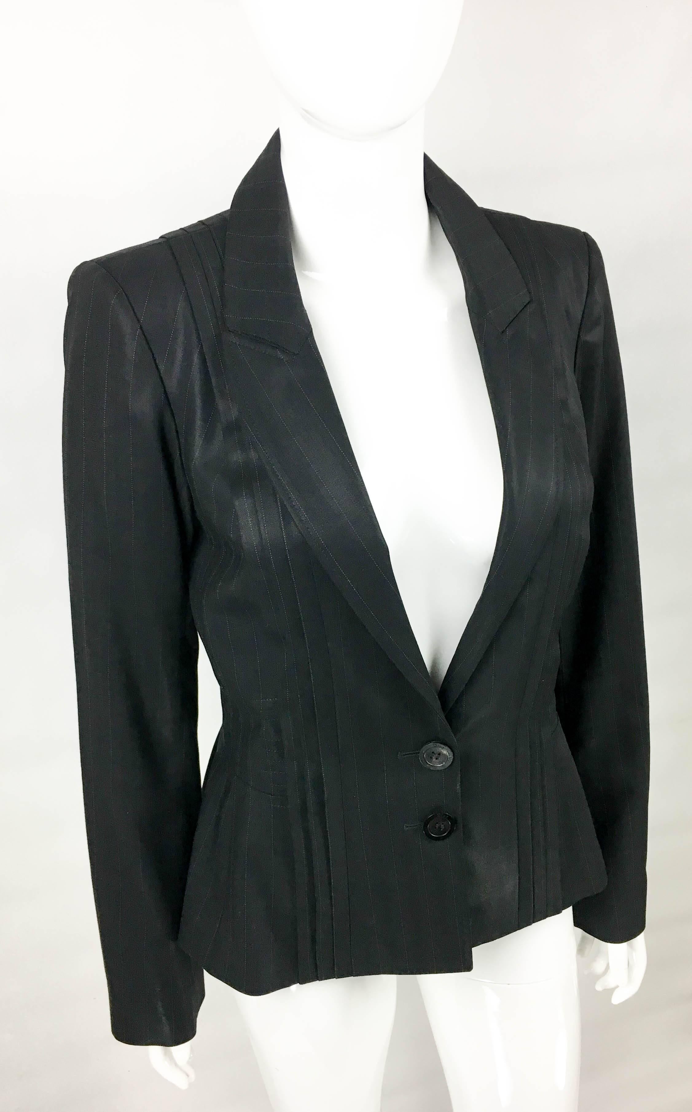 Dior by Galliano Black Pinstripe Pleated Jacket, 2005  1