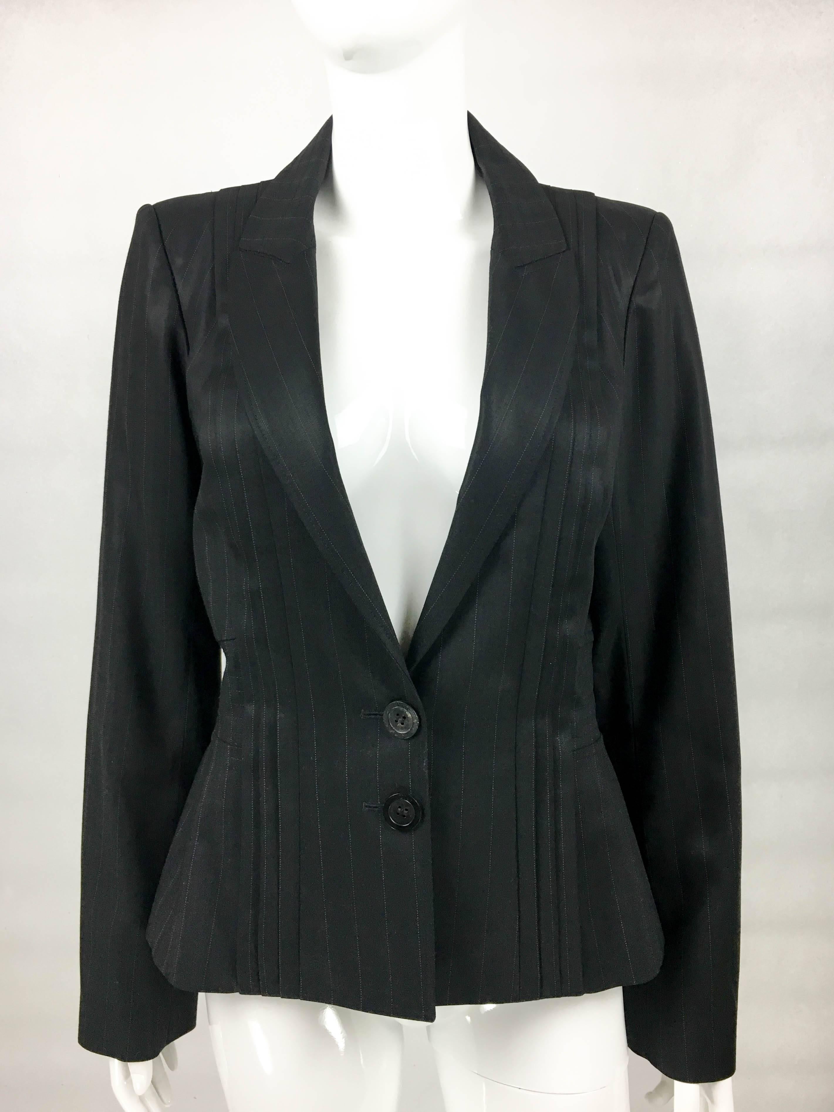 Women's Dior by Galliano Black Pinstripe Pleated Jacket, 2005 