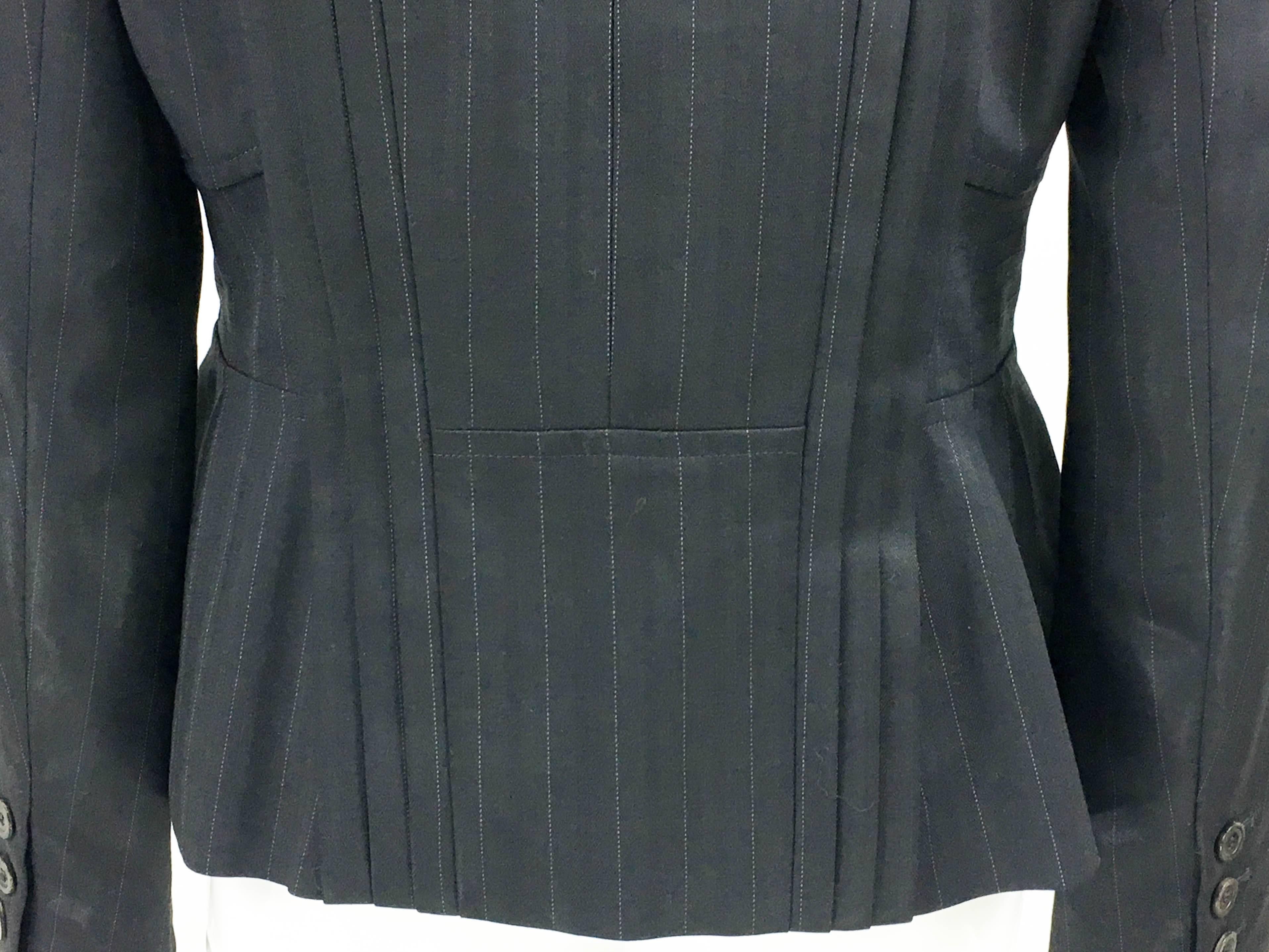 Dior by Galliano Black Pinstripe Pleated Jacket, 2005  5