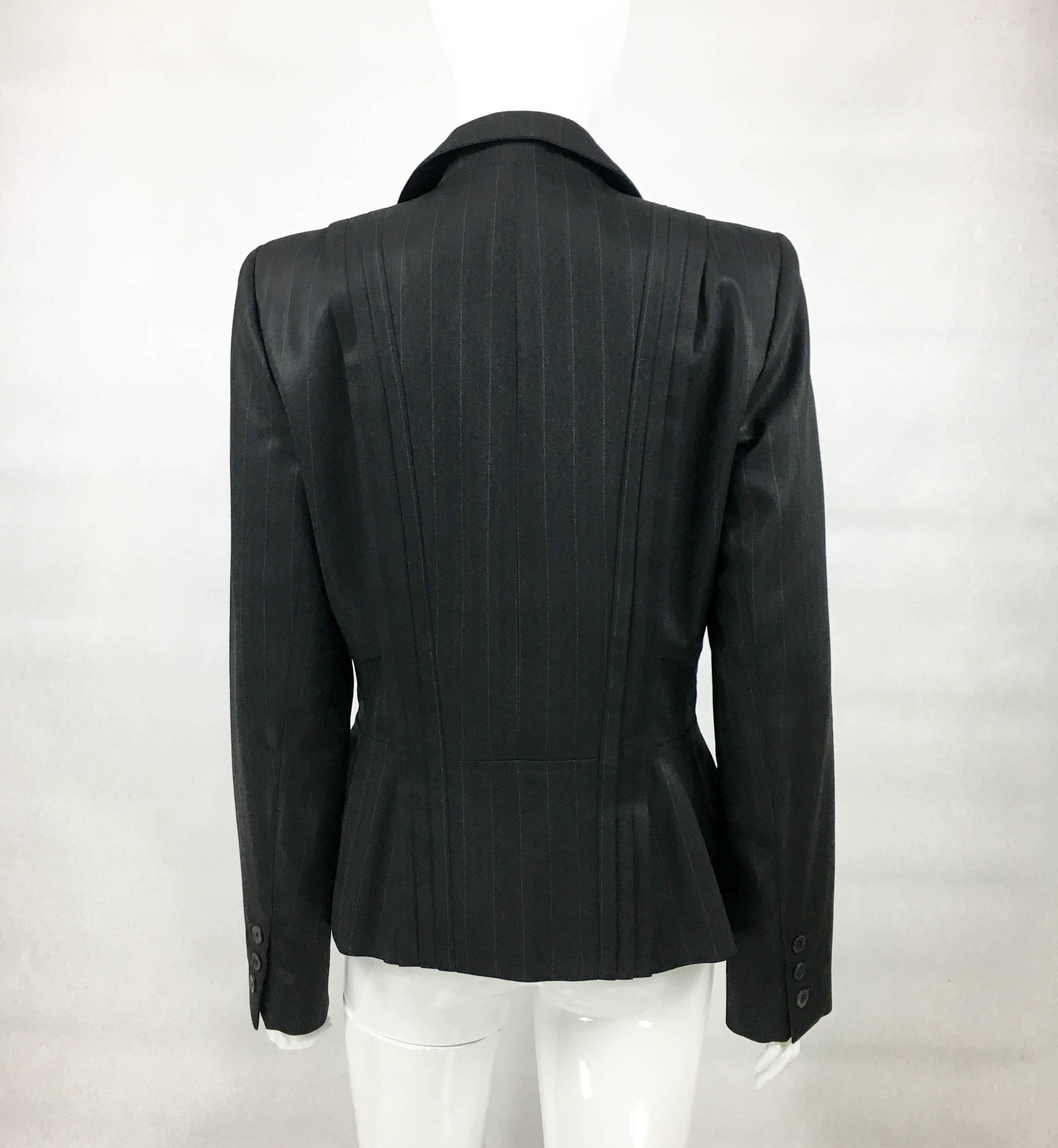 Dior by Galliano Black Pinstripe Pleated Jacket, 2005  3