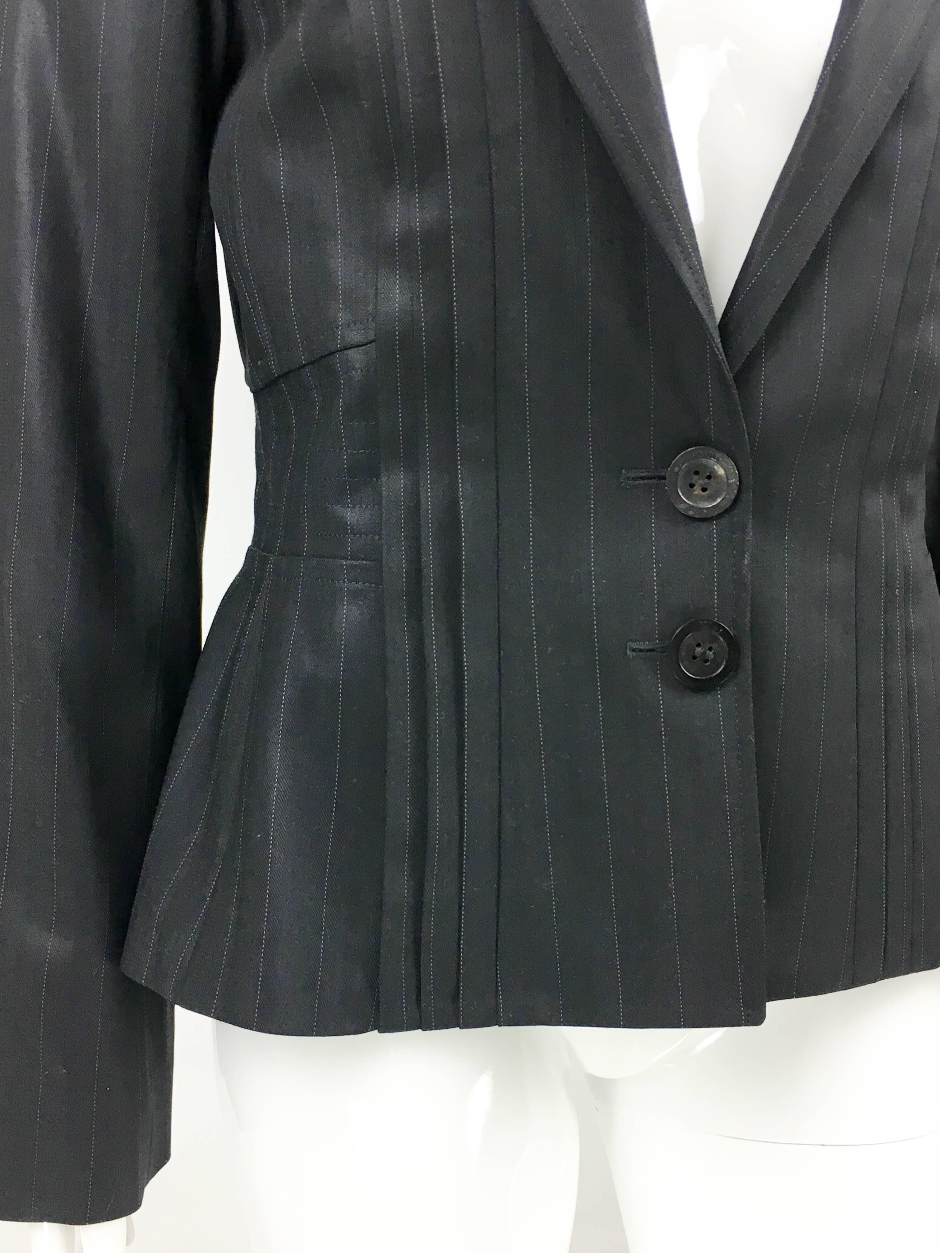 Dior by Galliano Black Pinstripe Pleated Jacket, 2005  4