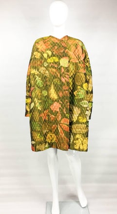 Hermes Printed Silk Quilted Coat, 1980s