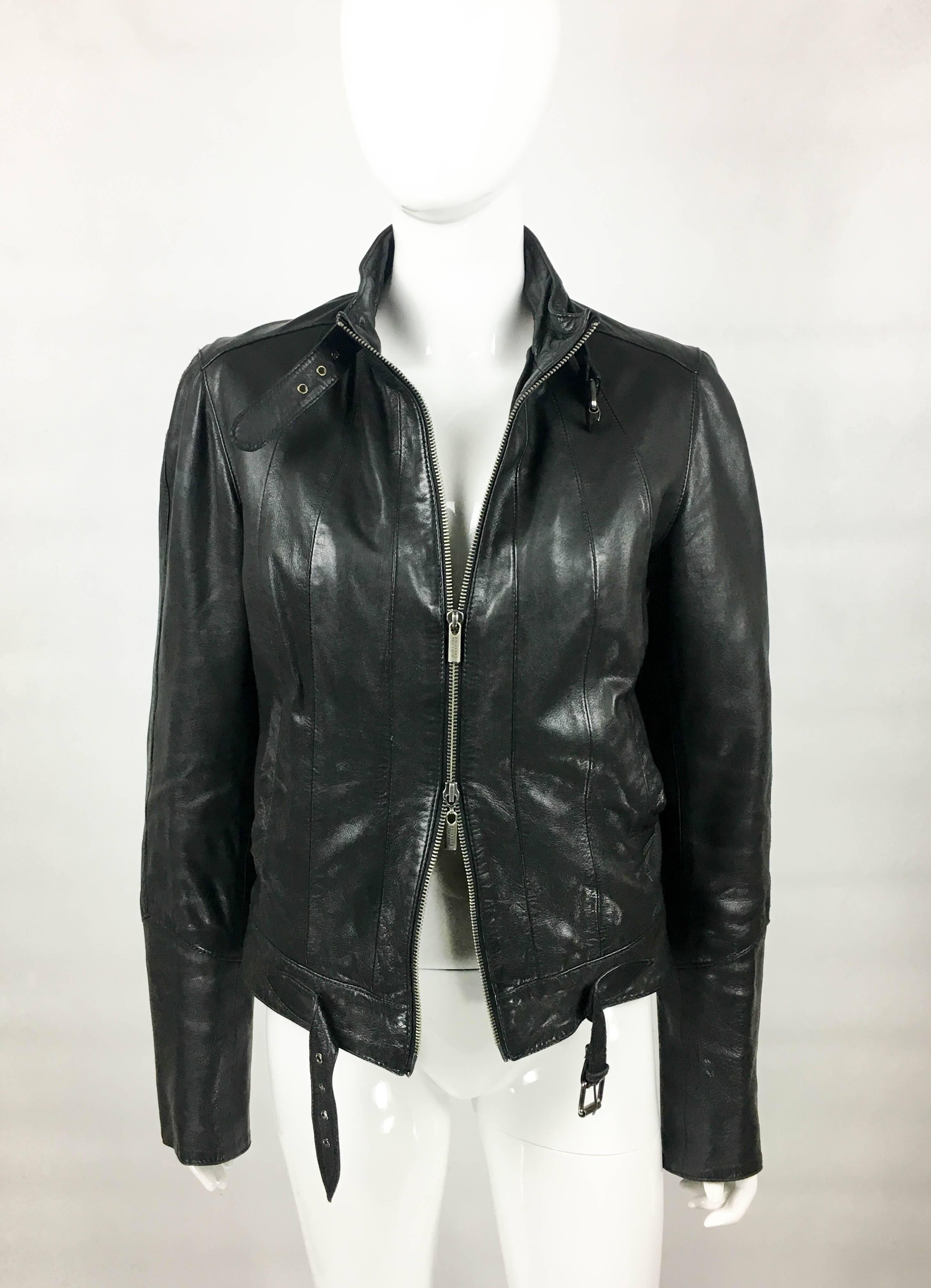 Jean Paul Gaultier Black Leather Biker Jacket In Excellent Condition In London, Chelsea