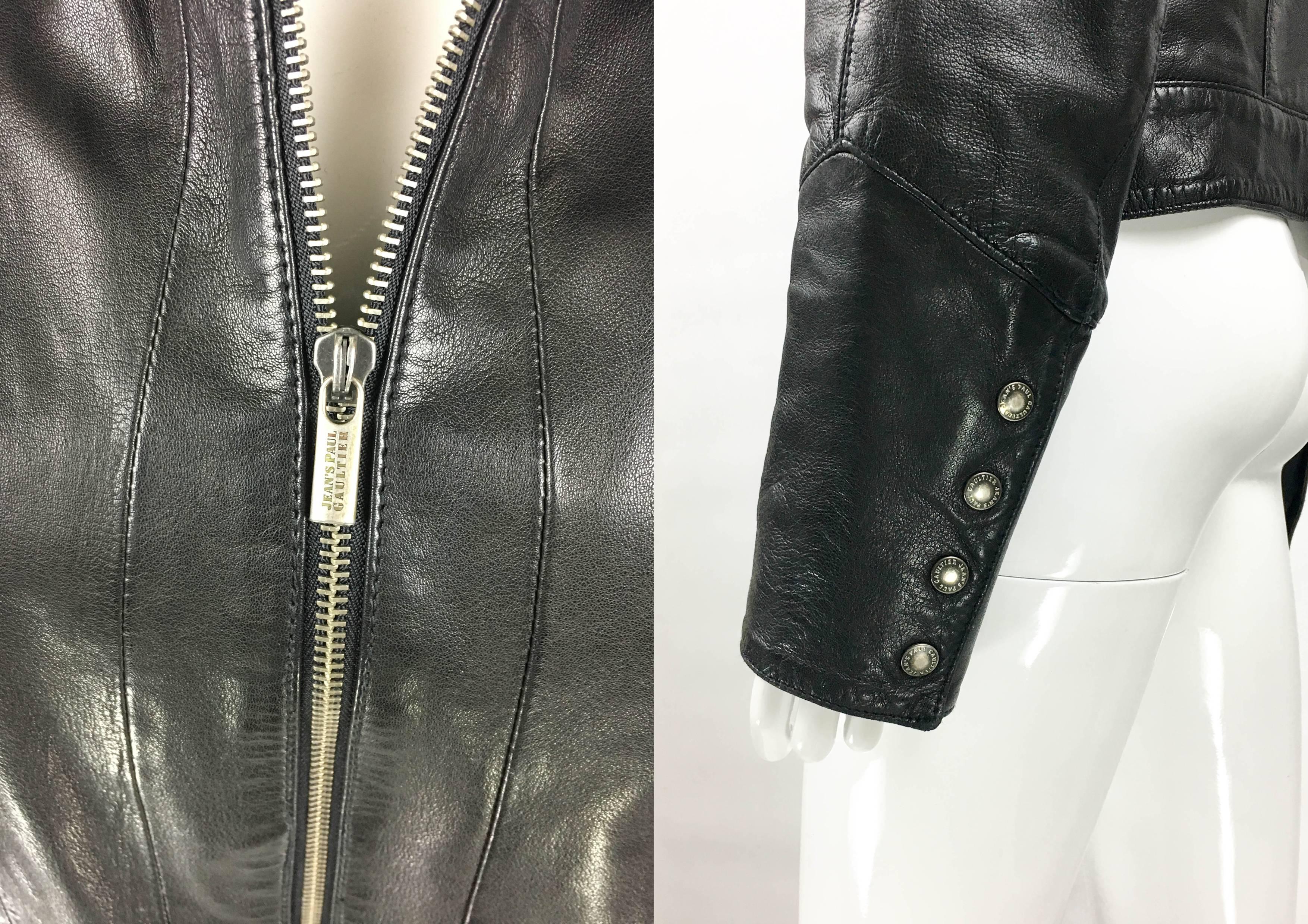 Jean Paul Gaultier Black Leather Biker Jacket 4