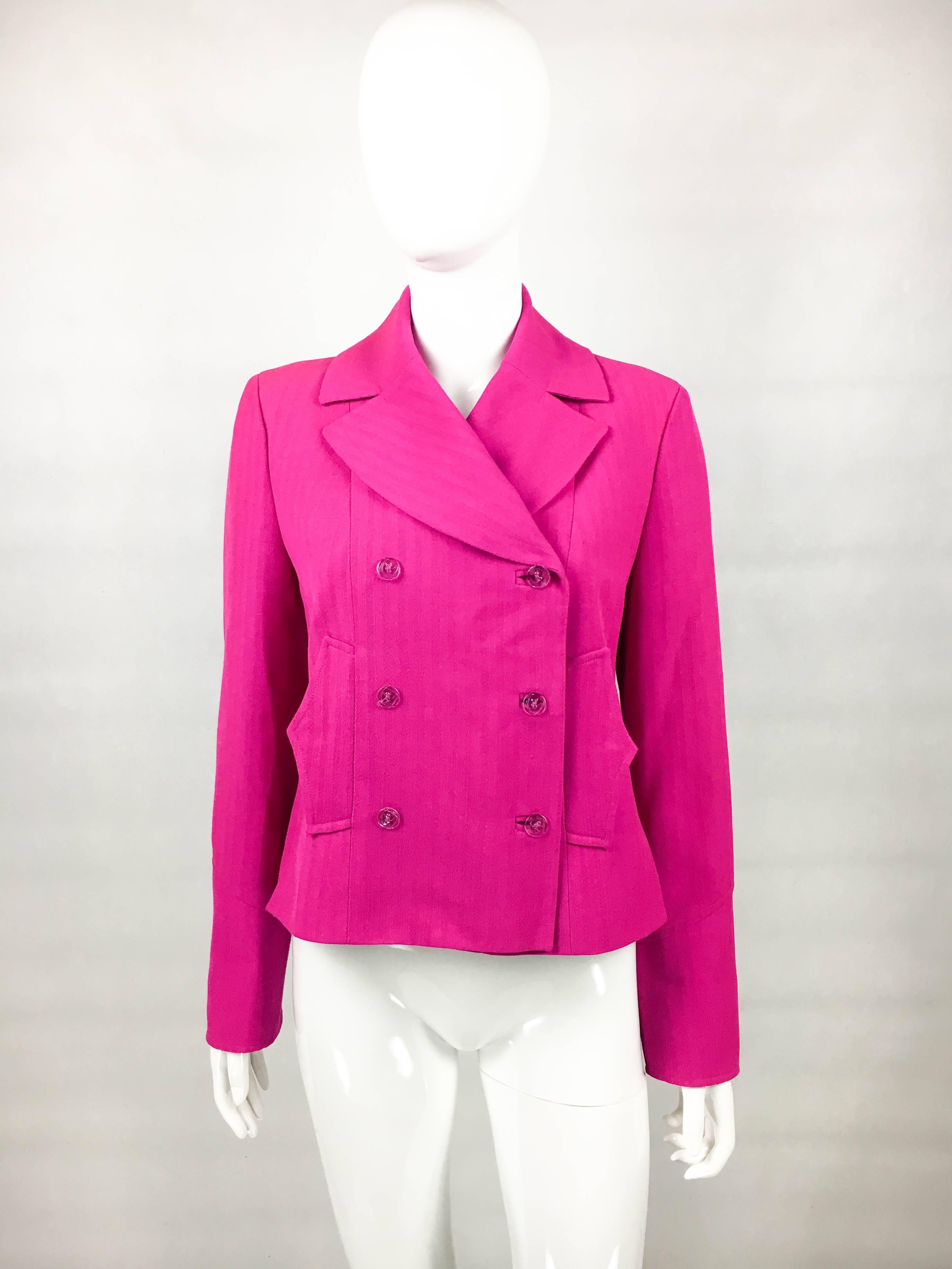 Red Christian Lacroix Fuchsia Wool Jacket, 1990s  For Sale