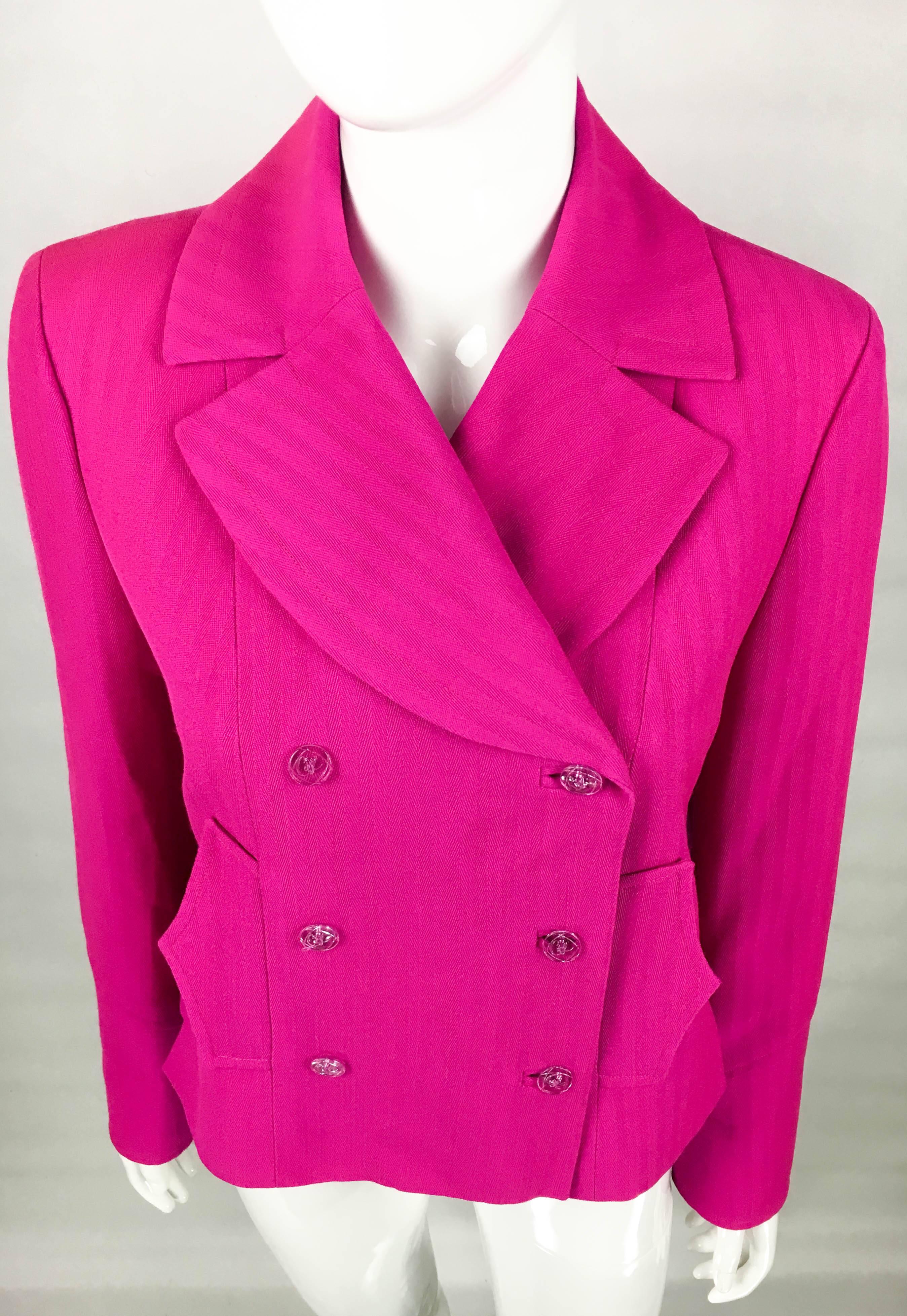 Women's Christian Lacroix Fuchsia Wool Jacket, 1990s  For Sale