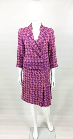 2001 Chanel Pink and Purple Wool Bouclé Skirt Suit