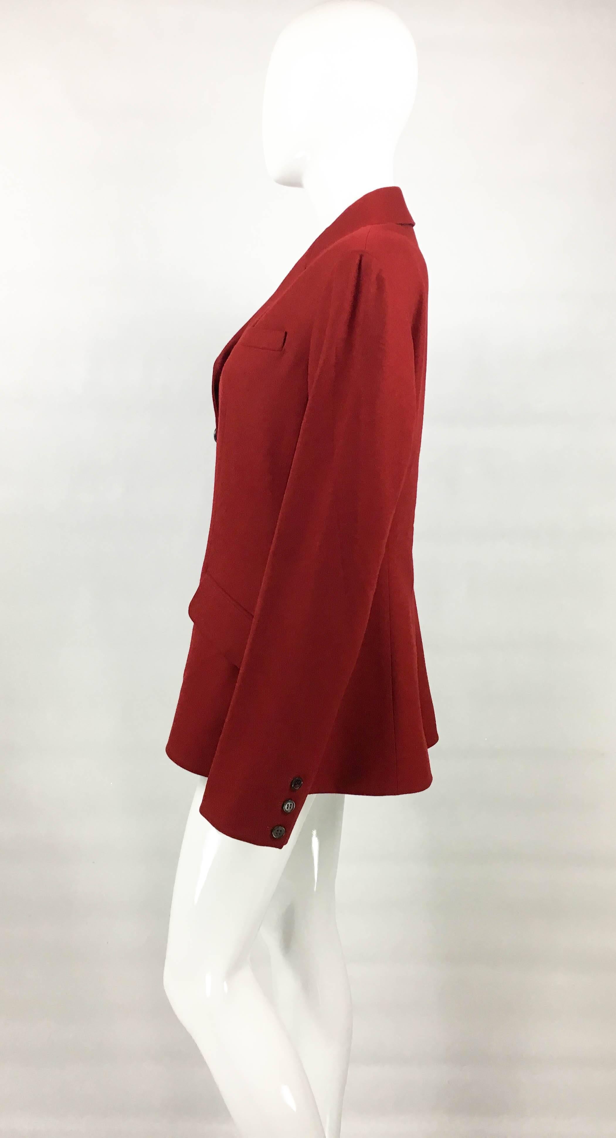 Hermes Deep Red Wool Jacket, 1990s  For Sale 3
