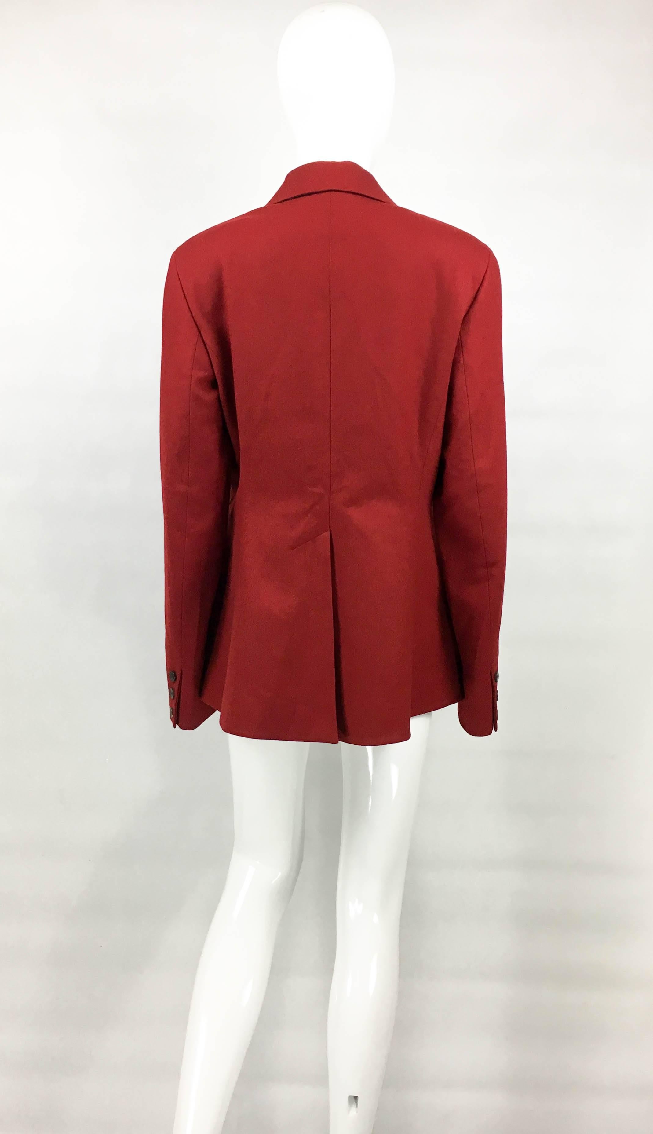 Hermes Deep Red Wool Jacket, 1990s  For Sale 4