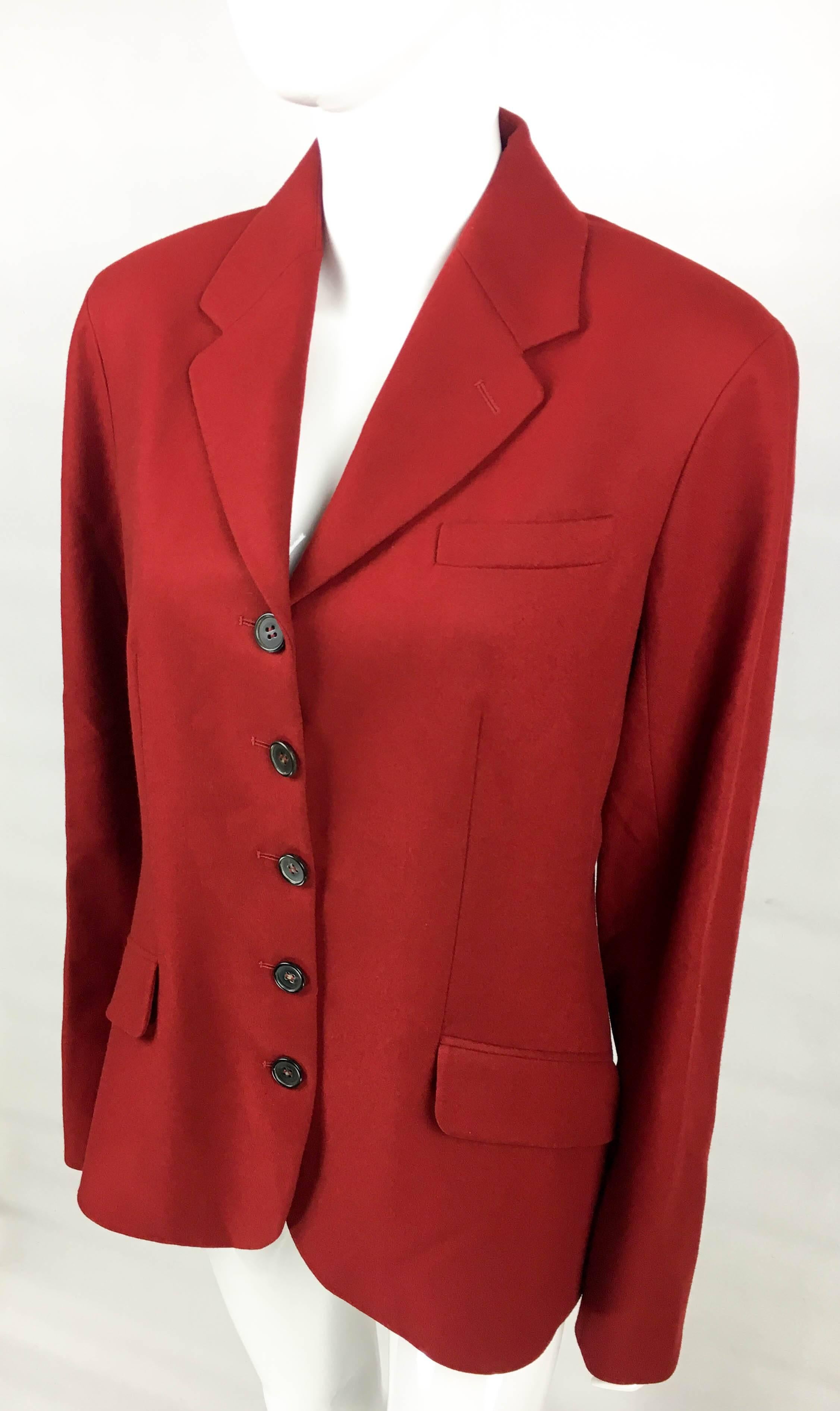 Hermes Deep Red Wool Jacket, 1990s  For Sale 2