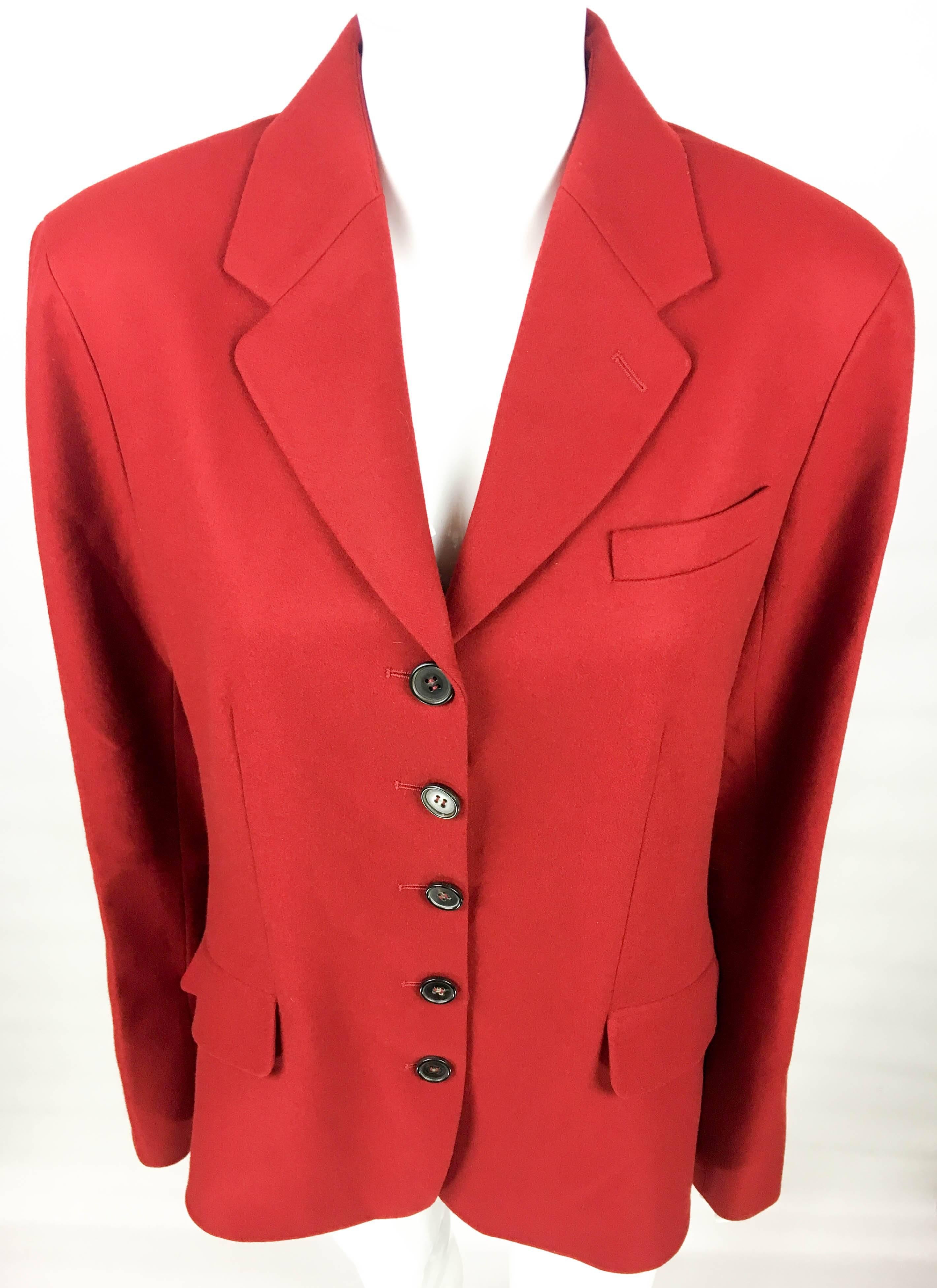 Hermes Deep Red Wool Jacket, 1990s  For Sale 1