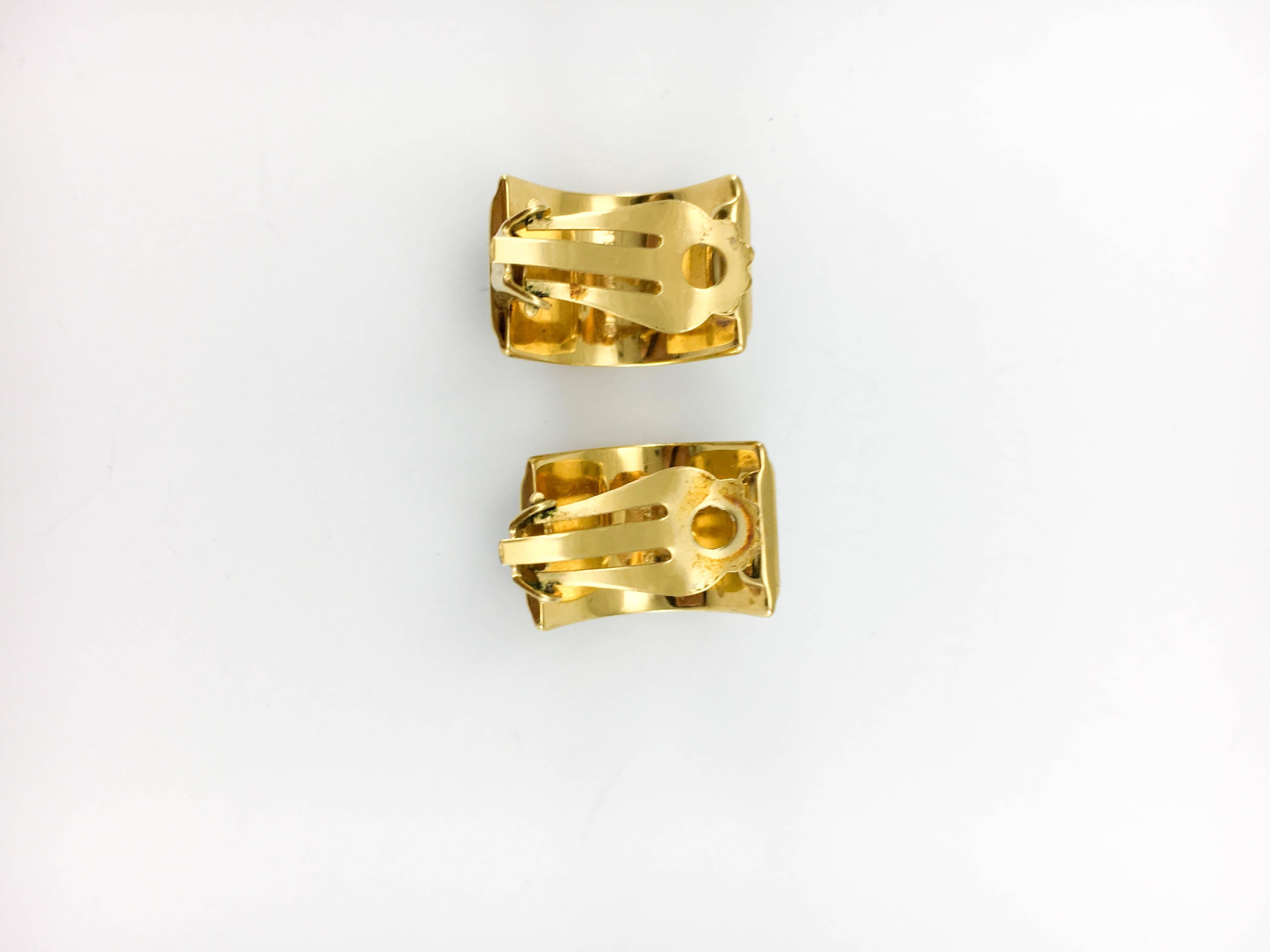 1990's Hermes Oriental Motif Gold-Plated Enamelled Earrings 3