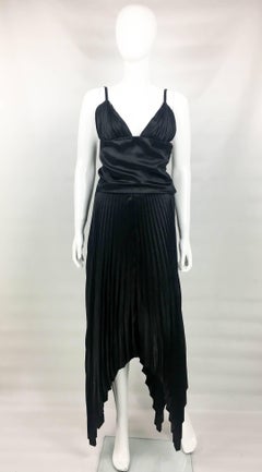 Dior by Marc Bohan Haute Couture Black Silk Pleated Dress, 1983