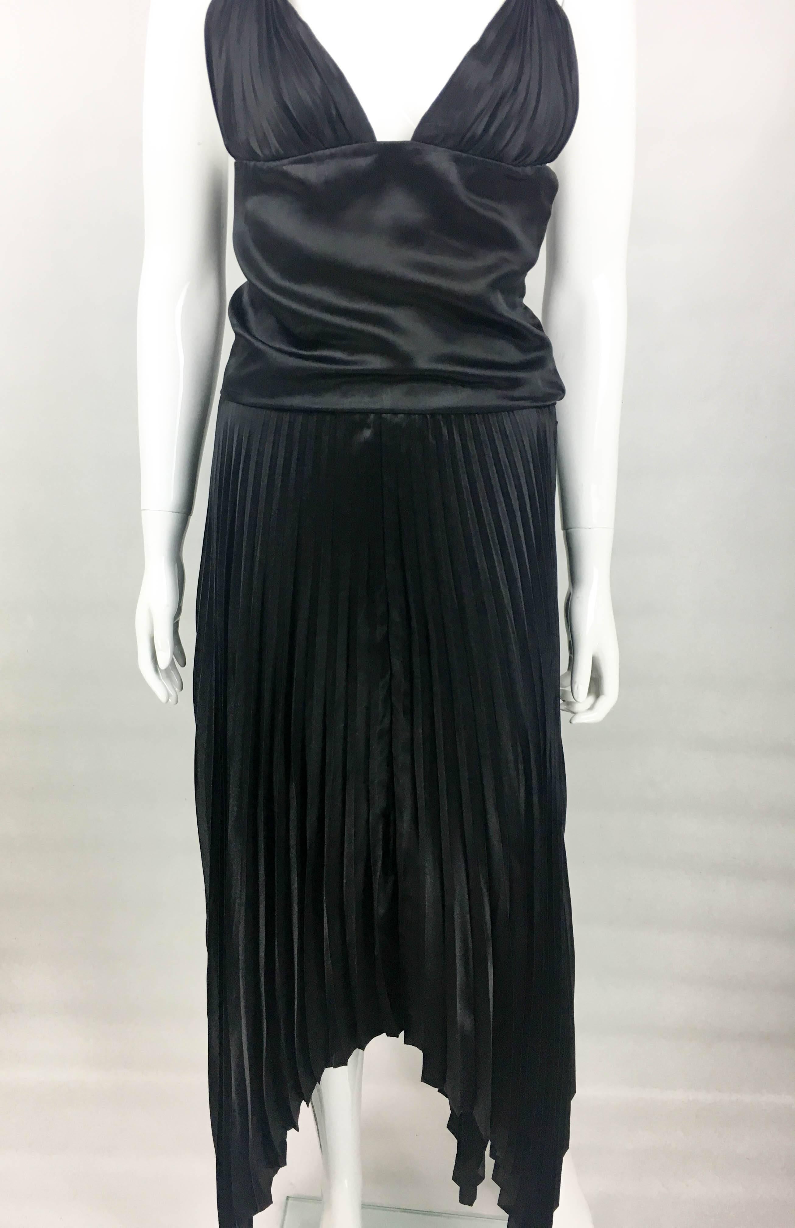 Dior by Marc Bohan Haute Couture Black Silk Pleated Dress, 1983  For Sale 1