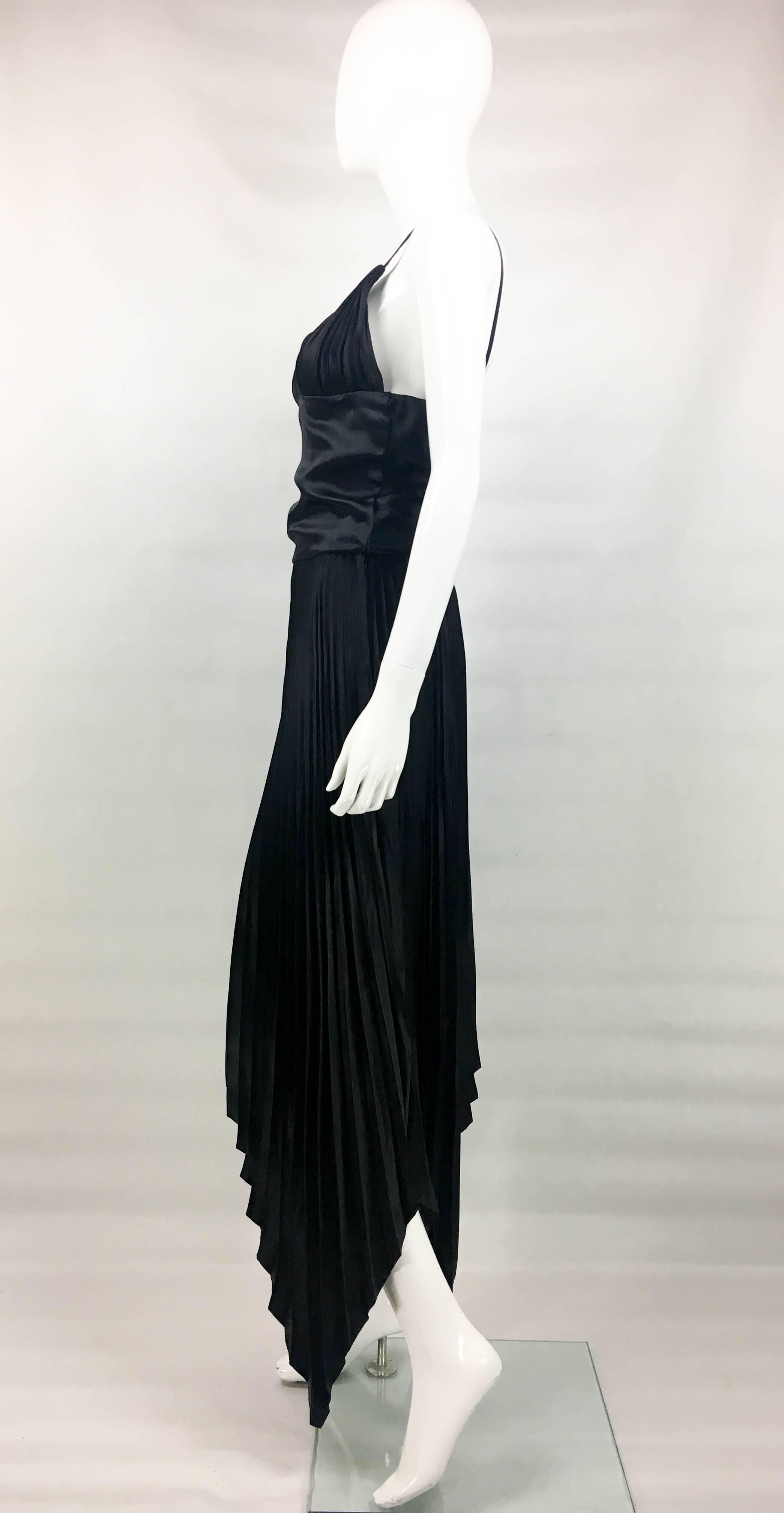 Dior by Marc Bohan Haute Couture Black Silk Pleated Dress, 1983  For Sale 6