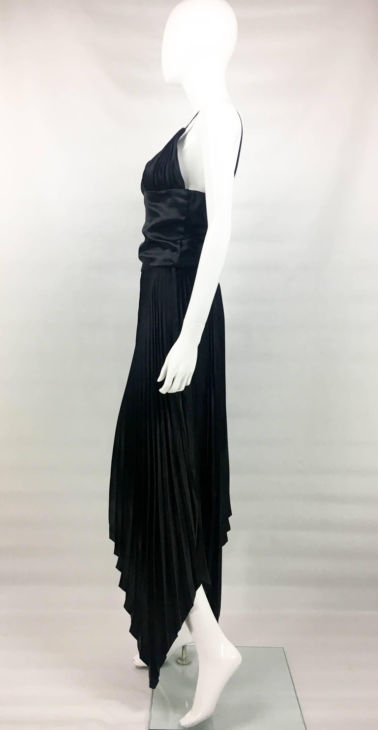 Fall 1984 Christian Dior by Marc Bohan Haute Couture Runway Black Velvet Dress w Wide Neckline