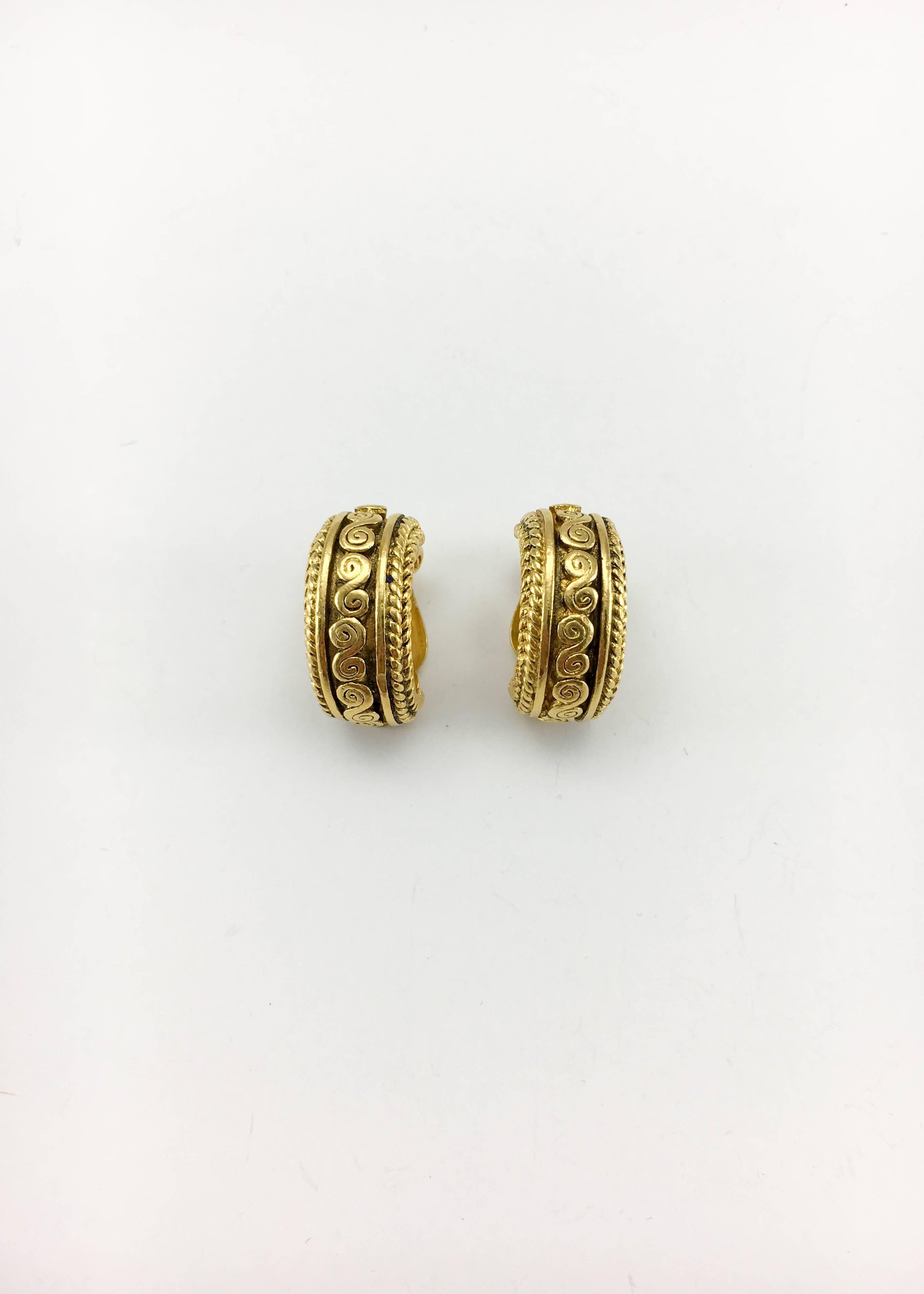 Chanel Large Baroque-Inspired Gold-Plated Hoop Earrings, 1980s  3