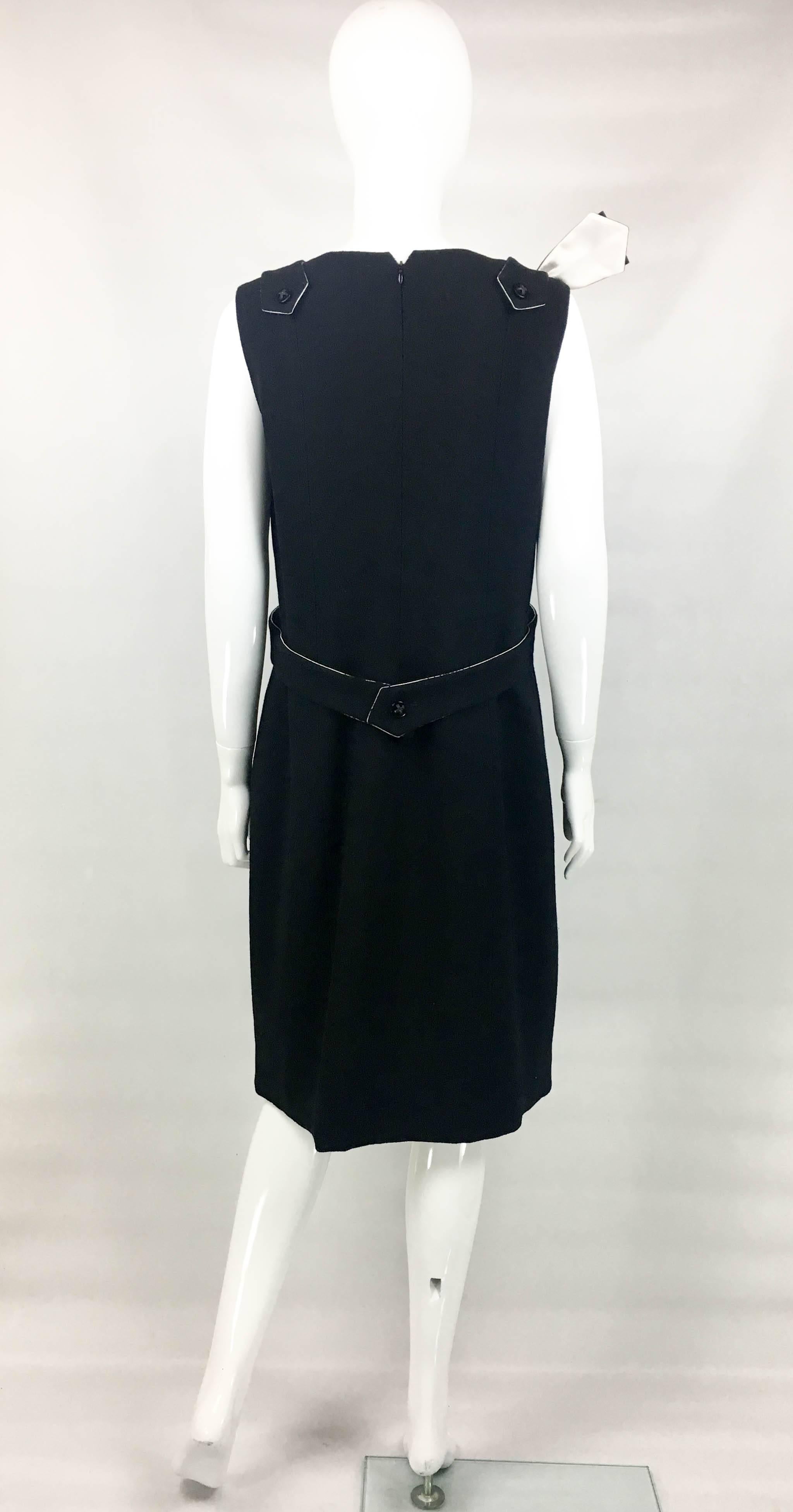 Chanel Runway Look Black Dress With Buttoned Details and Bow, 2006  For Sale 7