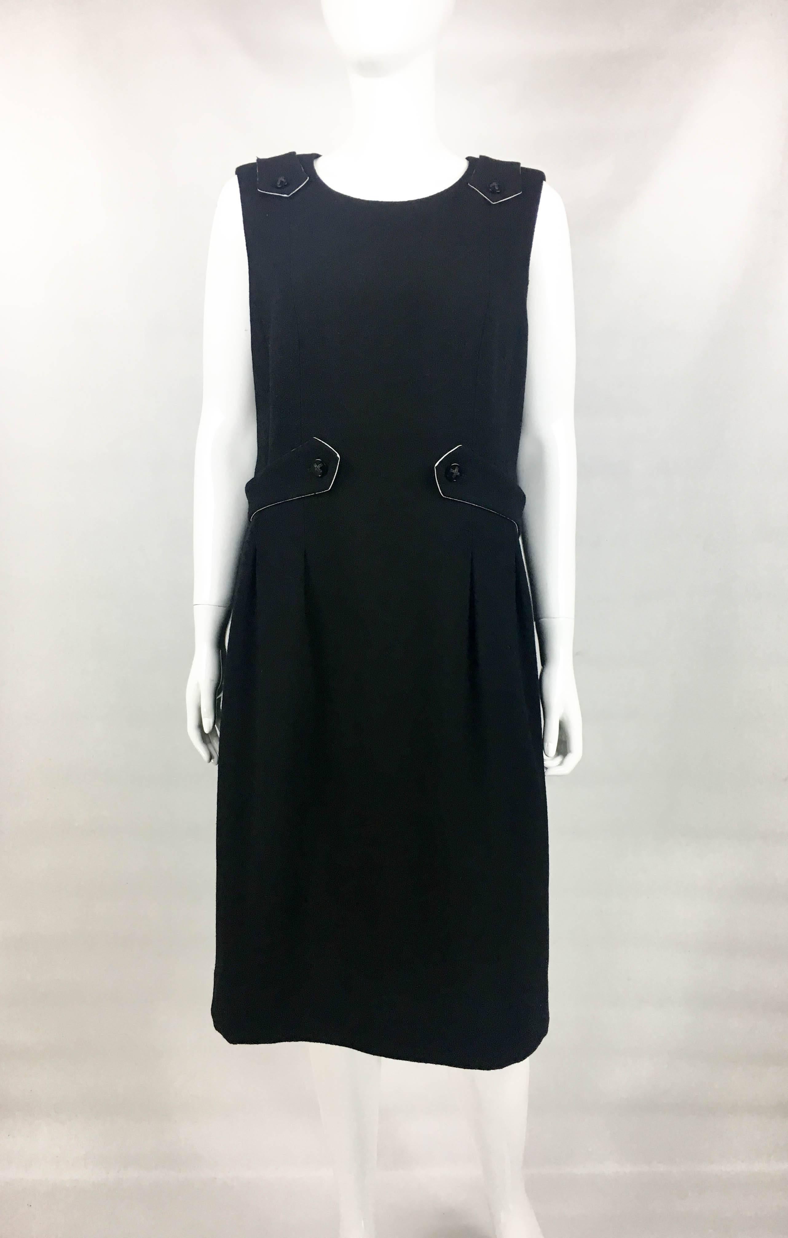 Chanel Runway Look Black Dress With Buttoned Details and Bow, 2006  For Sale 1