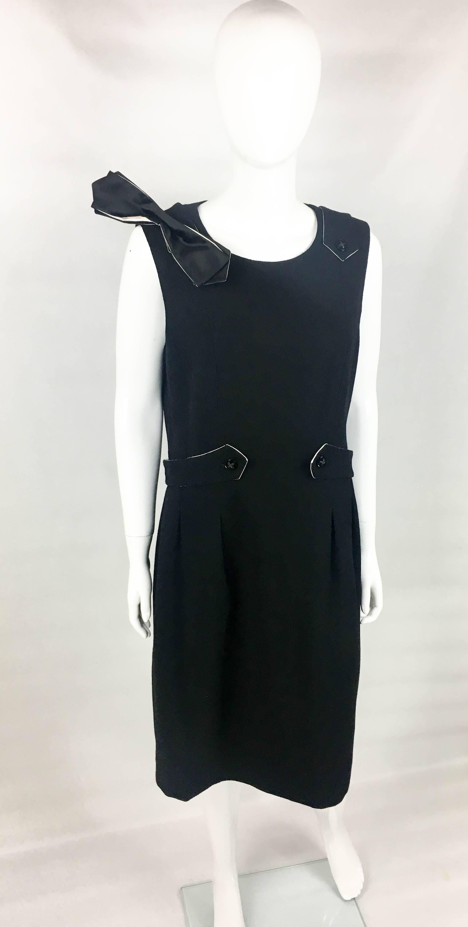 Chanel Runway Look Black Dress With Buttoned Details and Bow, 2006  For Sale 2