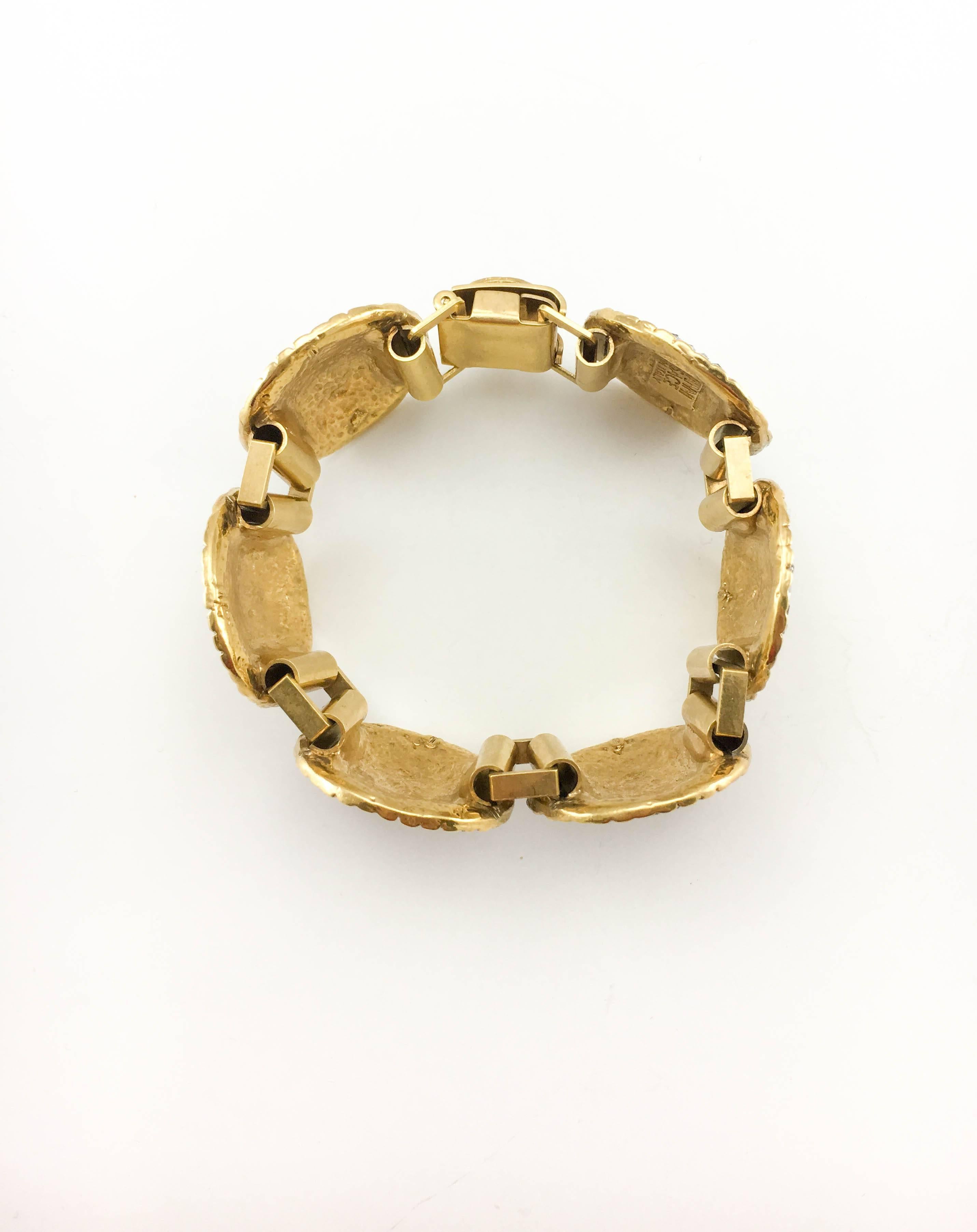 1990's Gianni Versace Gold-Plated Medusa Head with Rhinestones Bracelet For Sale 5