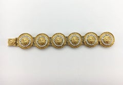 1990's Gianni Versace Gold-Plated Medusa Head with Rhinestones Bracelet