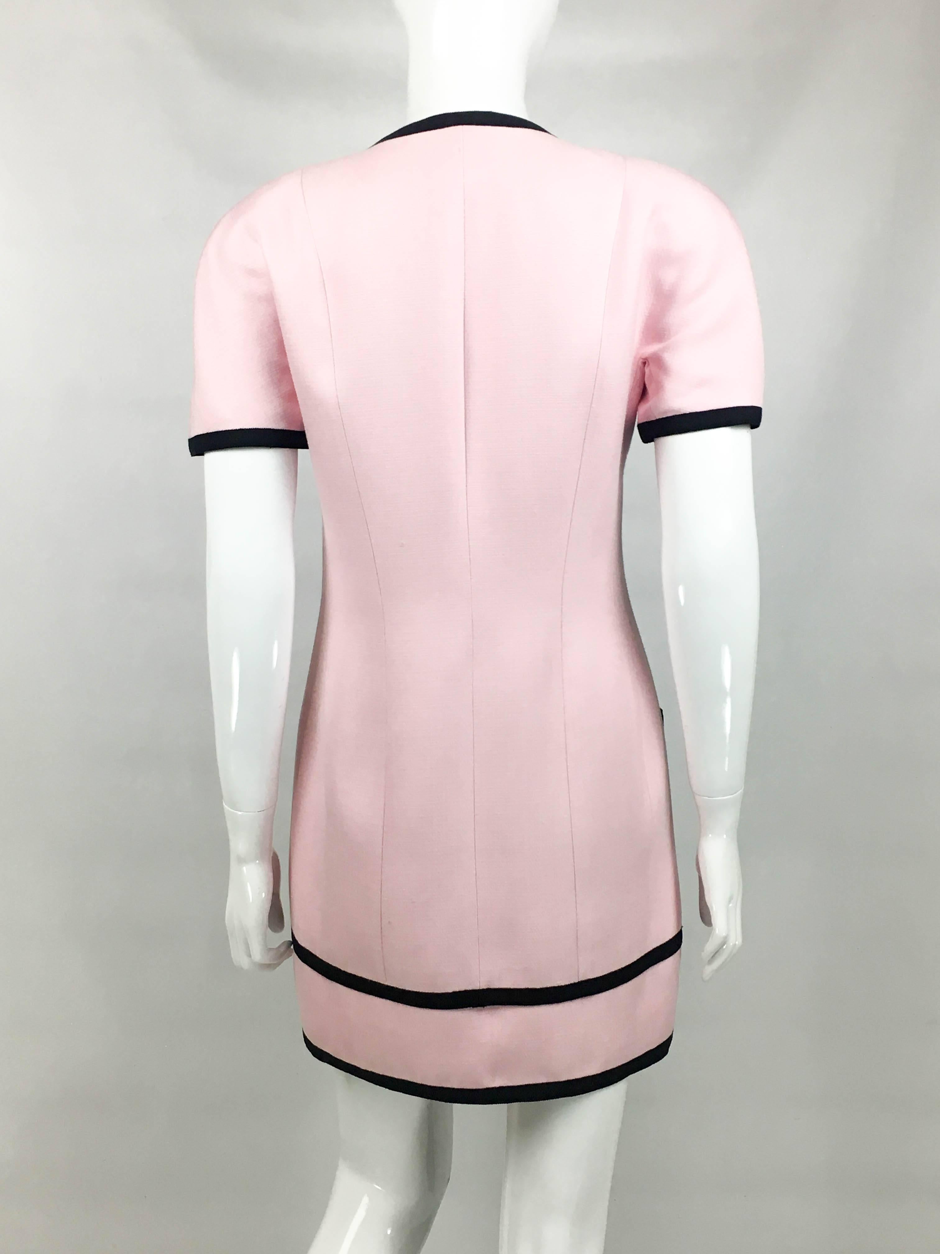 Chanel Pink Short Dress With Logo Buttons, 1991  For Sale 2