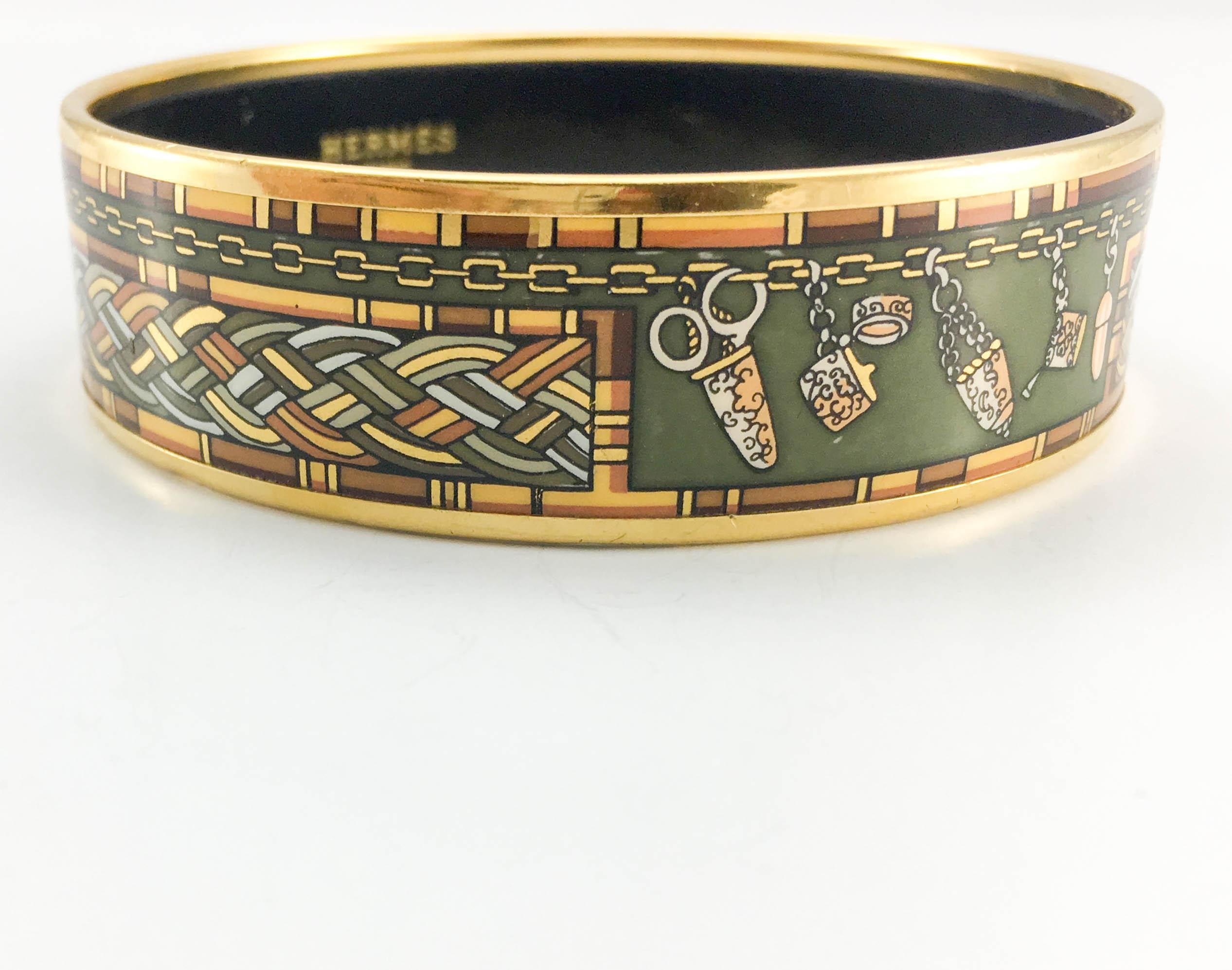Hermes 'Sewing Kit' Enamel Bangle In Excellent Condition For Sale In London, Chelsea