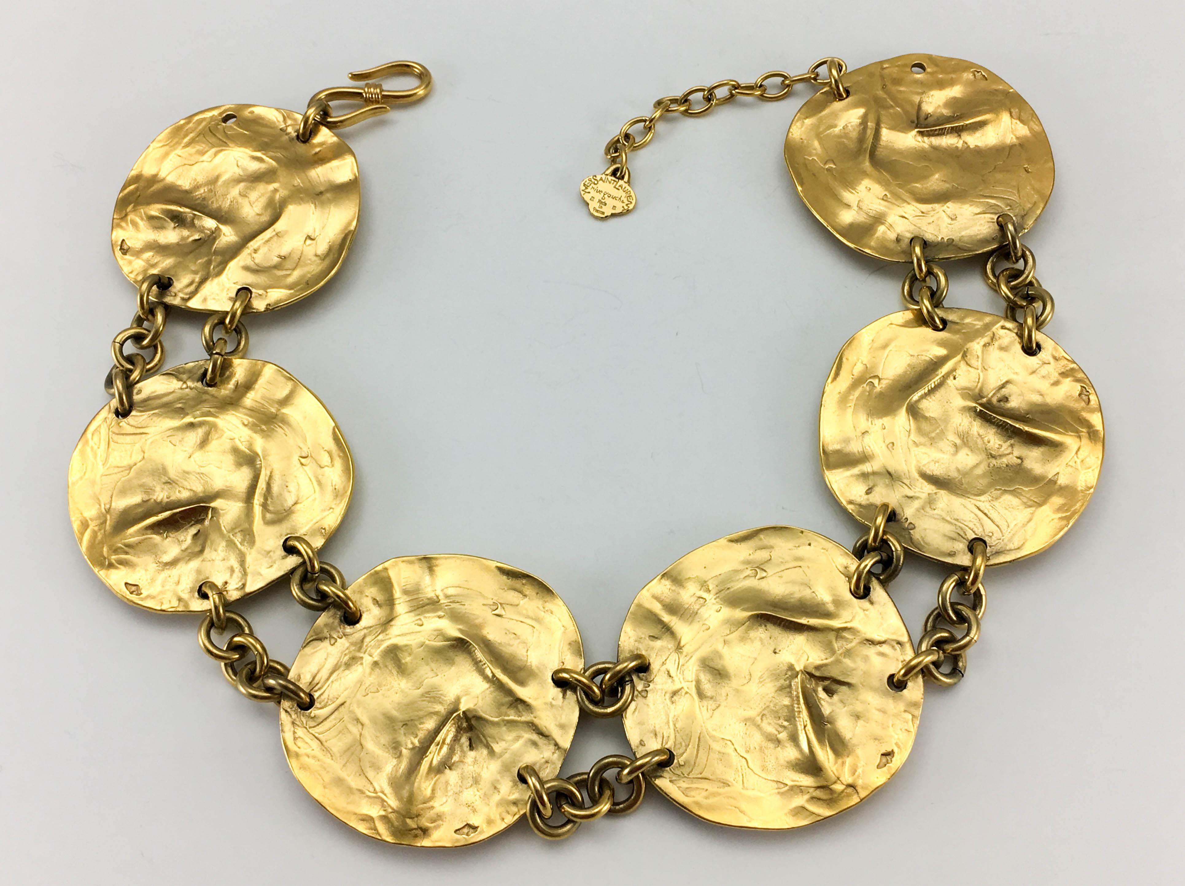 Yves Saint Laurent by Robert Goossens Gold-Plated Disk Necklace, 1989   4
