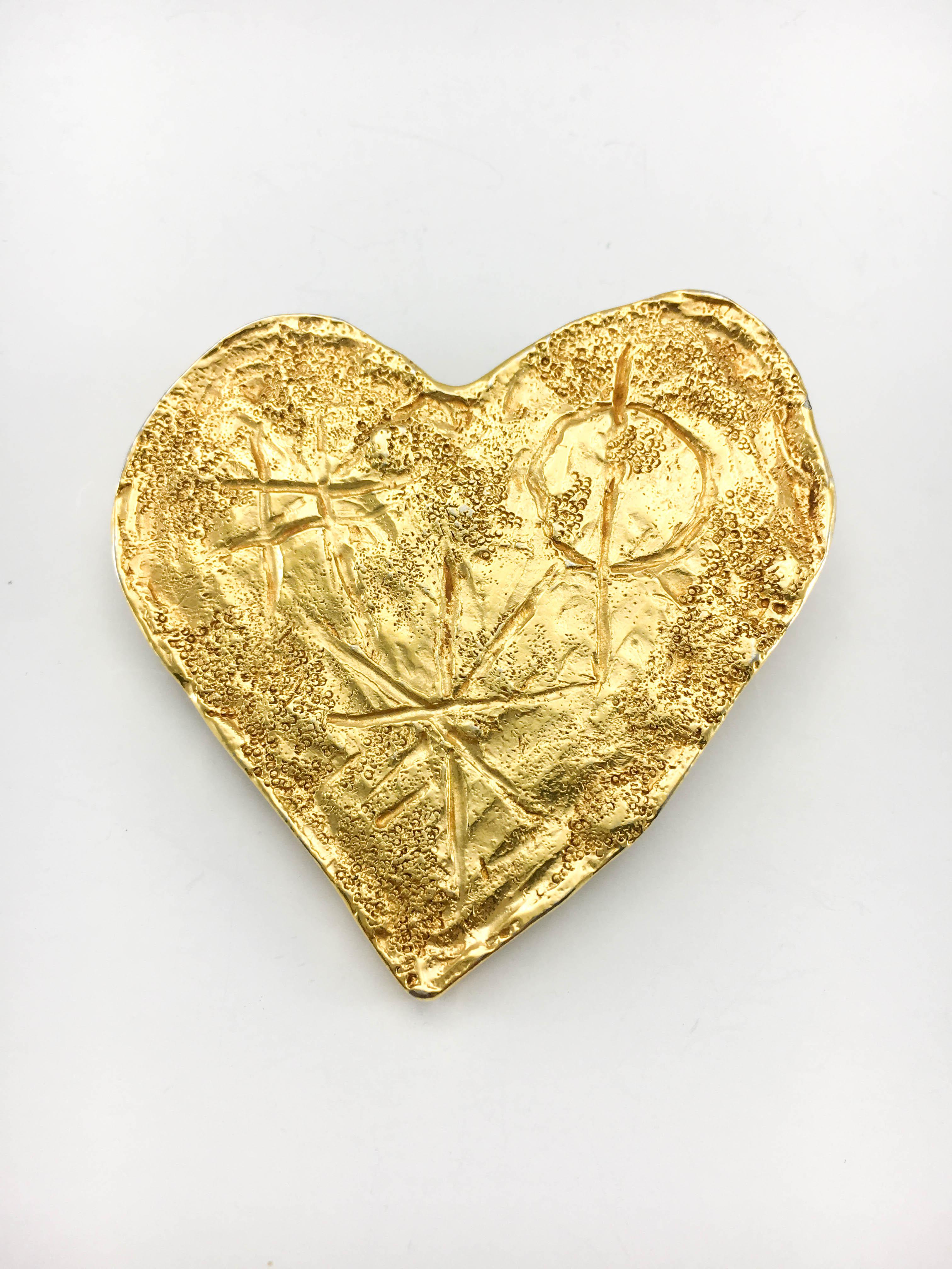 Women's 1994 Lacroix Gold-Plated Modernist Heart Brooch, by Goossens For Sale