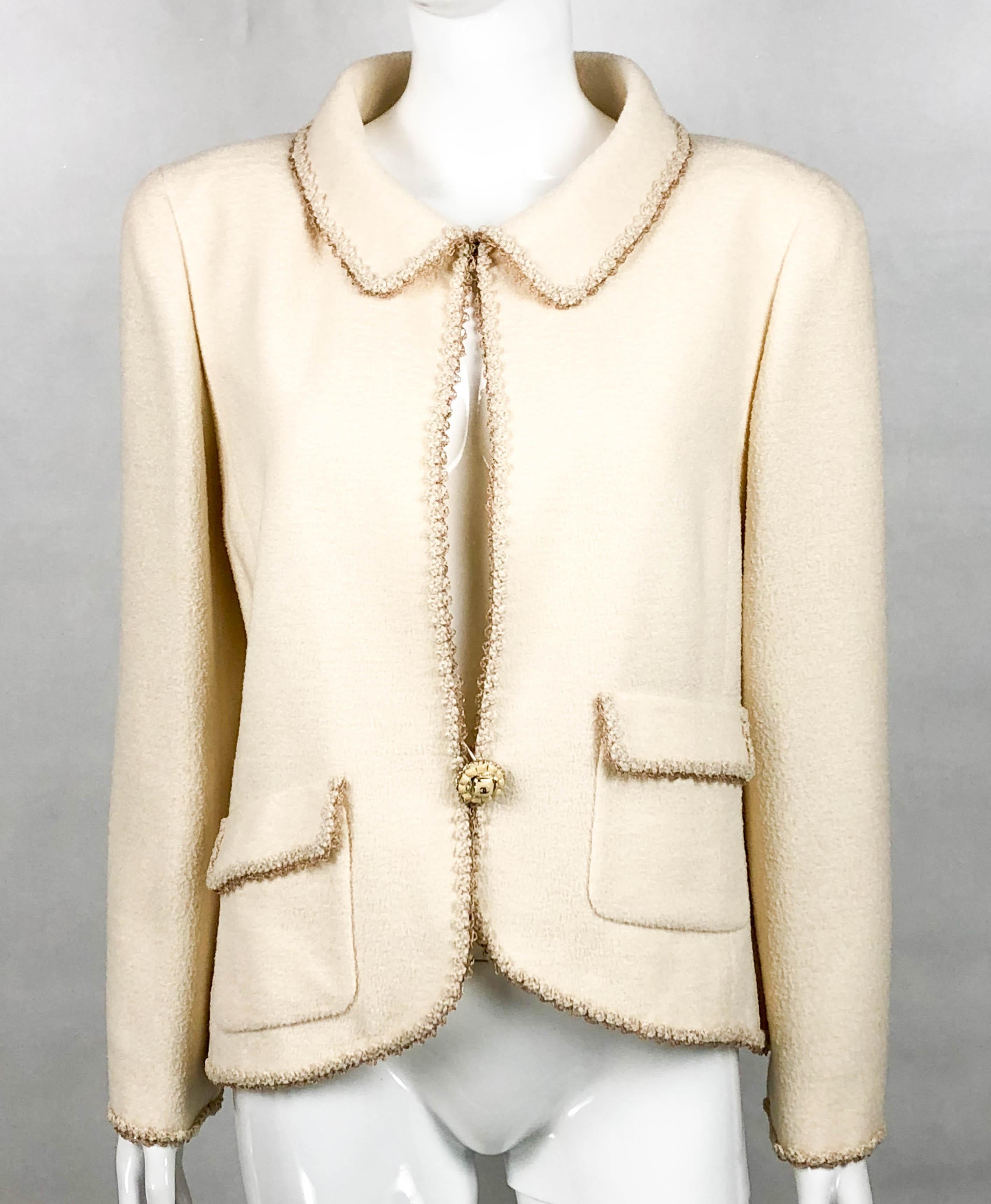 2010 Chanel Unworn Runway Look Cream Jacket With Gold Thread Trim For Sale 1